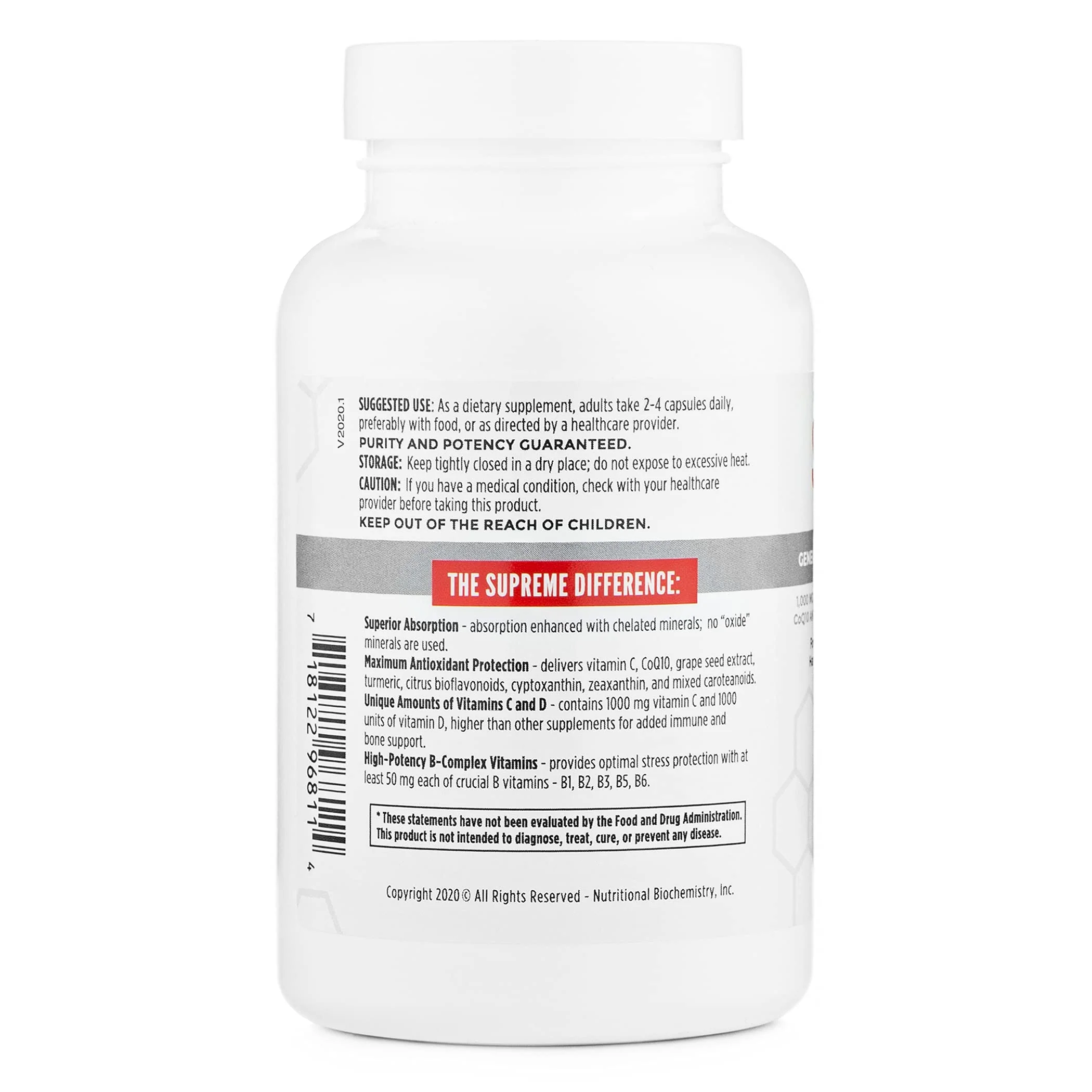 NBI Supreme Daily Multivitamin | 120ct Veggie Capsules | Vitamins A–B12 - Image 3
