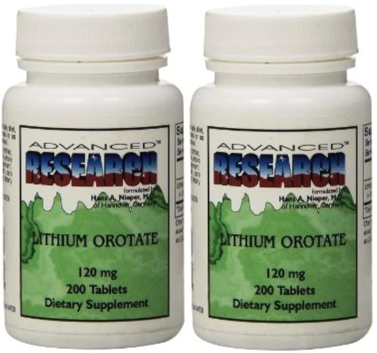 NCI Advanced Research Dr. Hans Nieper Lithium Ootate Tablets 120 mg 200 tablets (pack of 2)