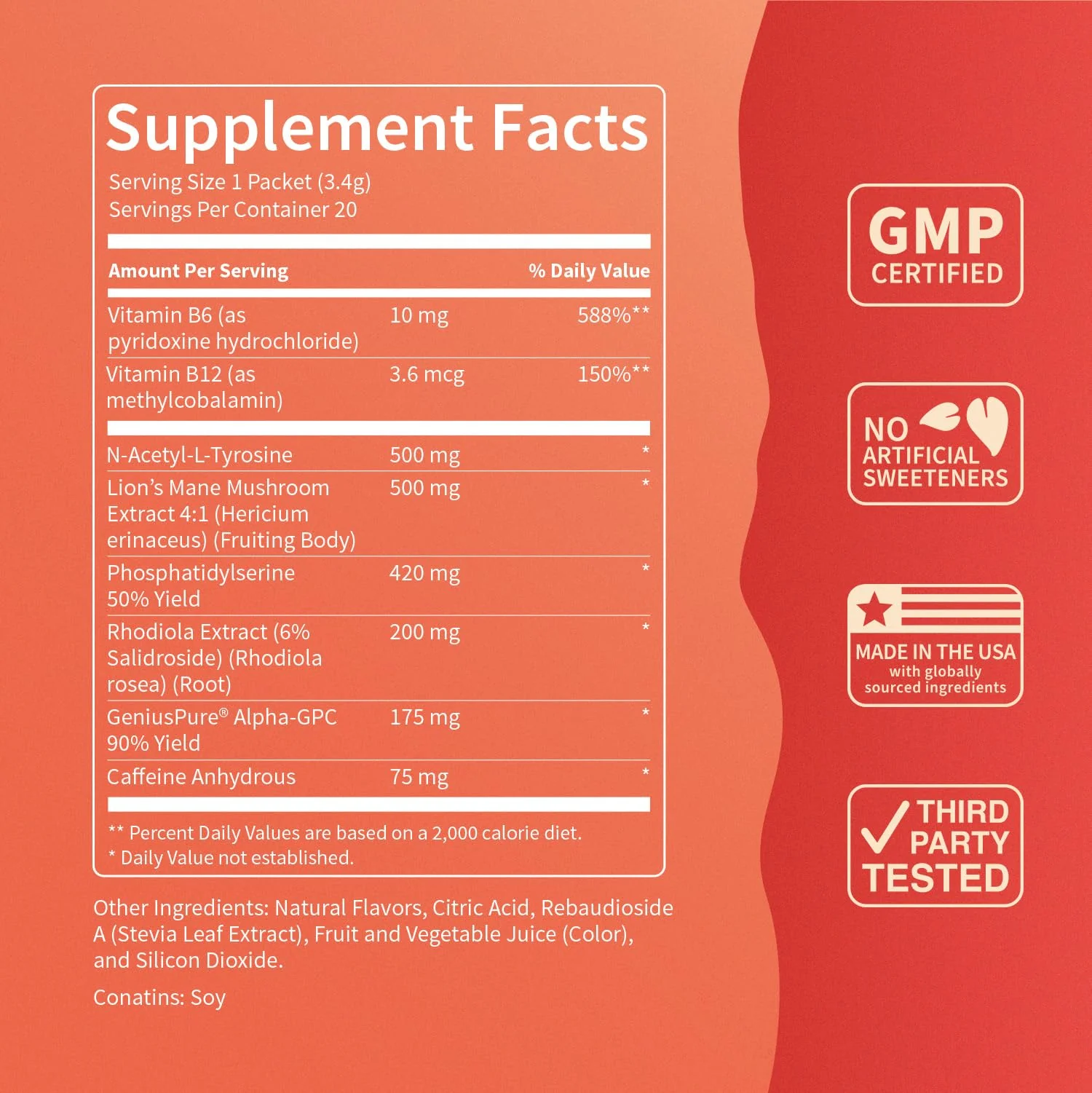 Nello Superfocus Fruit Punch – Sugar-Free Nootropic Drink Mix with 75 mg Caffeine, 20 Packets - Image 10