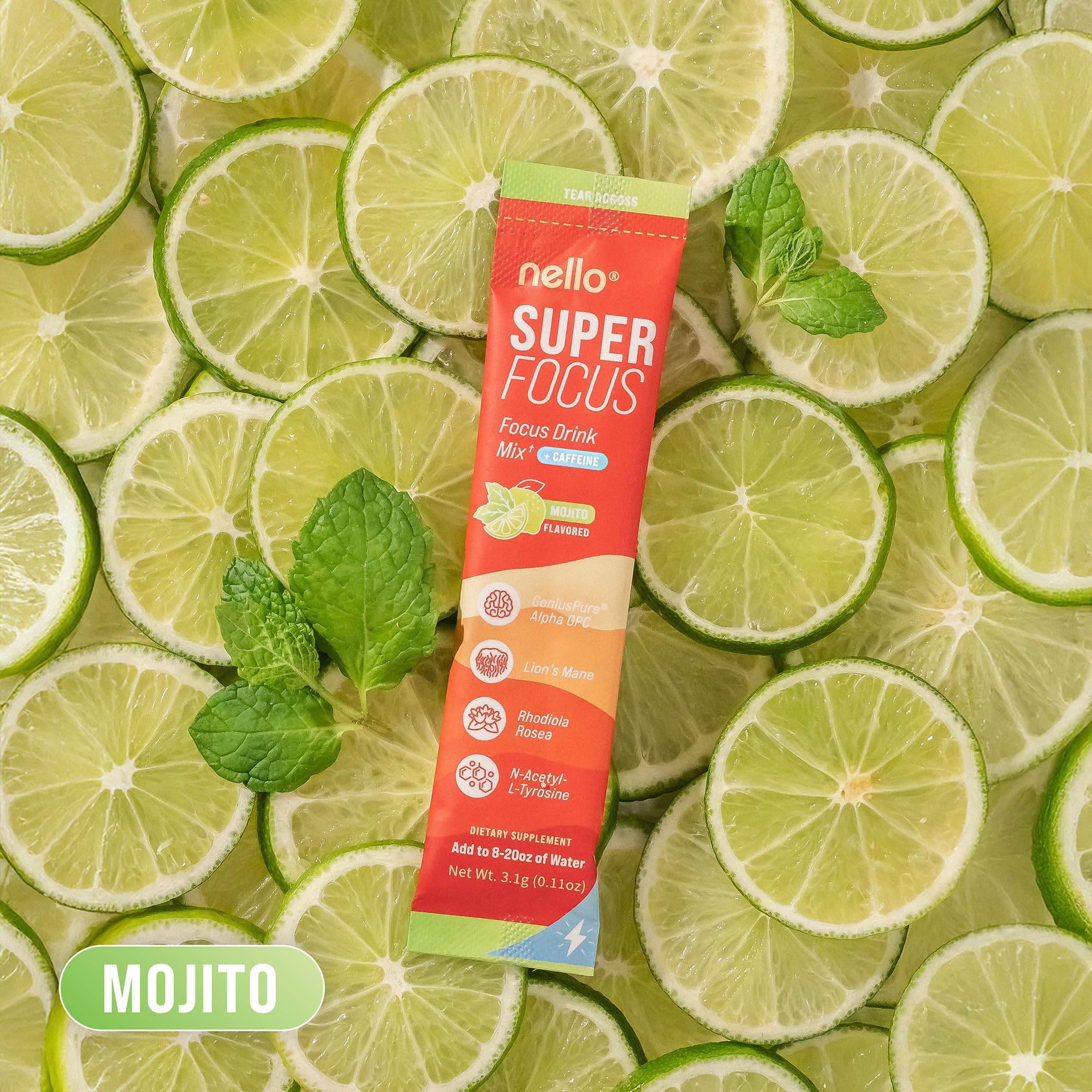 Nello Superfocus Mojito – Sugar-Free Nootropic Drink Mix, 20 Packets, 75mg Caffeine - Image 11