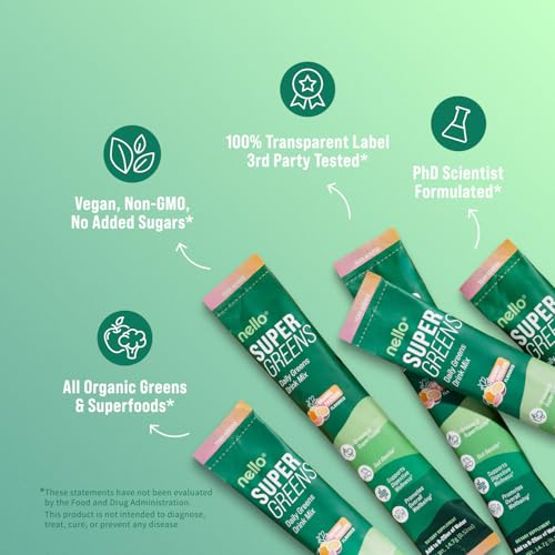 Nello Supergreens Premium Greens Drink Mix with Chlorella, Moringa, Spinach & Probiotics – Orange Travel Pack (20 Servings) - Image 4