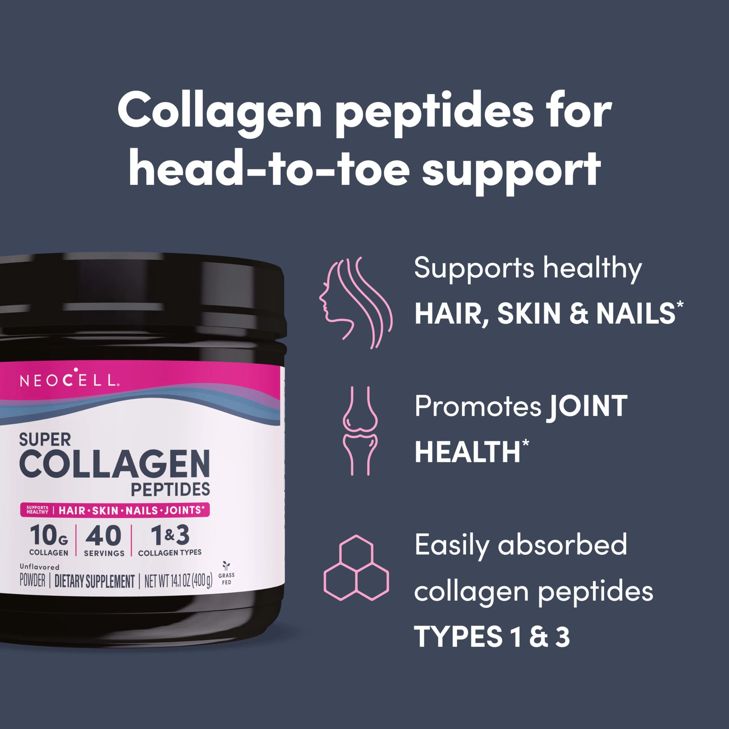 NeoCell Super Collagen Peptides – 10 g per Serving, Gluten Free, Keto, Non-GMO - Image 3