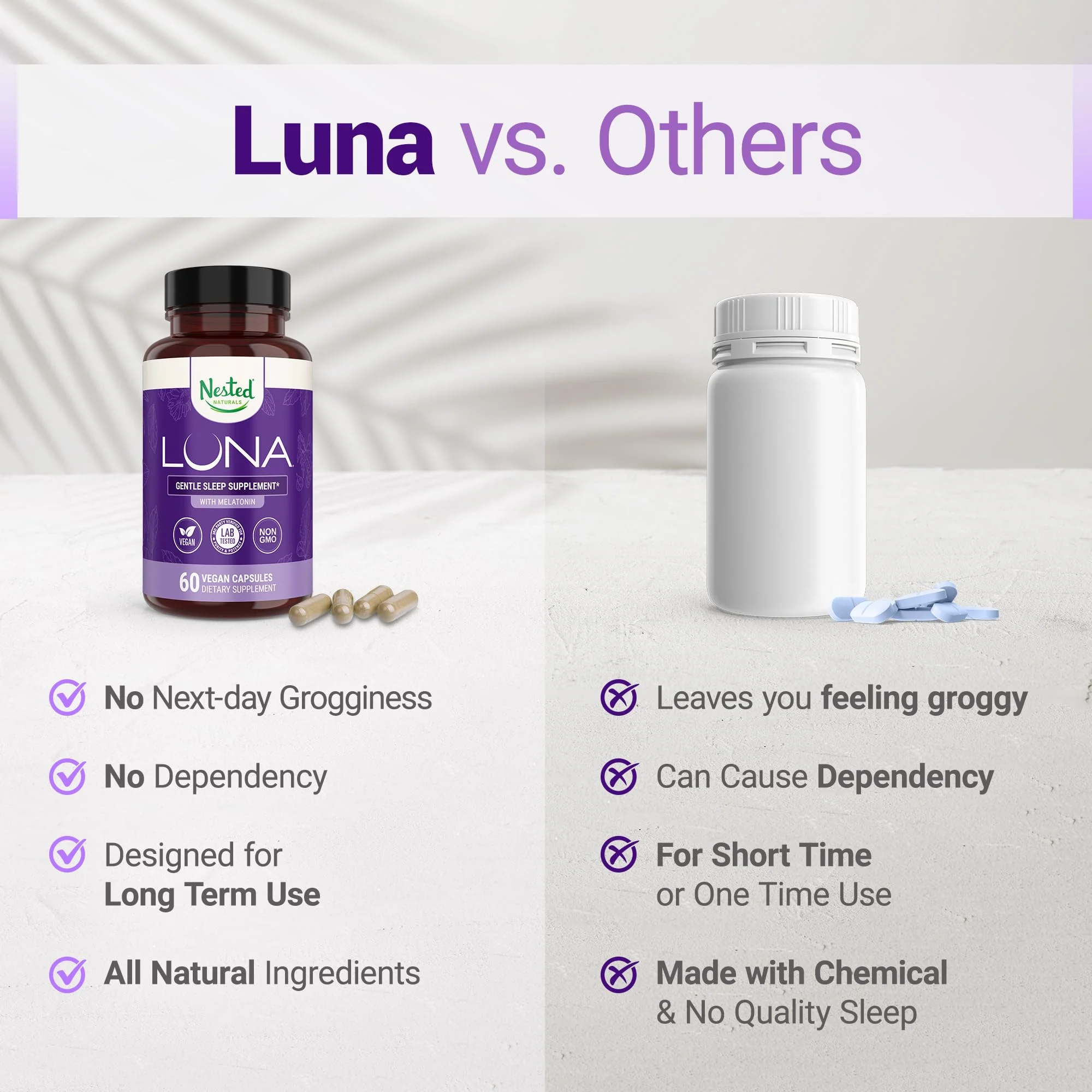 Nested Naturals Luna Sleep Aid – Natural, Non-Habit Forming Sleep Support for Adults | 120 Vegan Capsules - Image 17