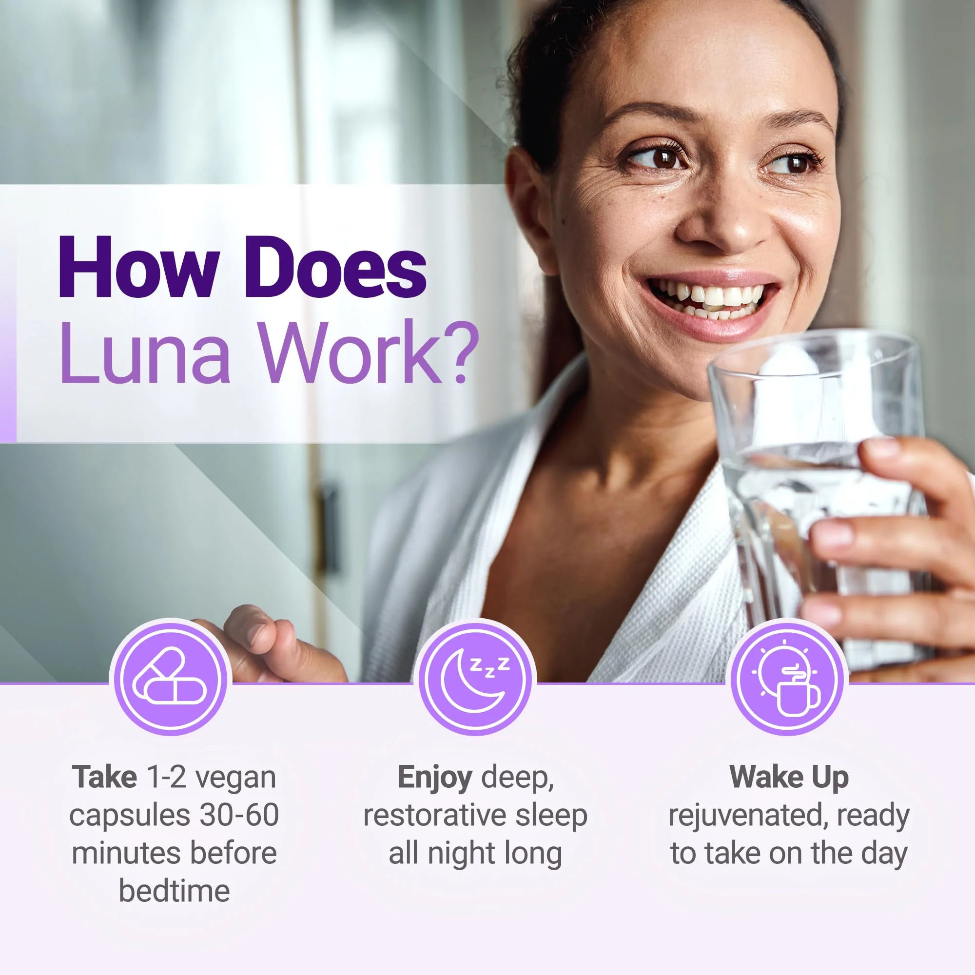 Nested Naturals Luna Sleep Aid – Natural, Non-Habit Forming Sleep Support for Adults | 120 Vegan Capsules - Image 2