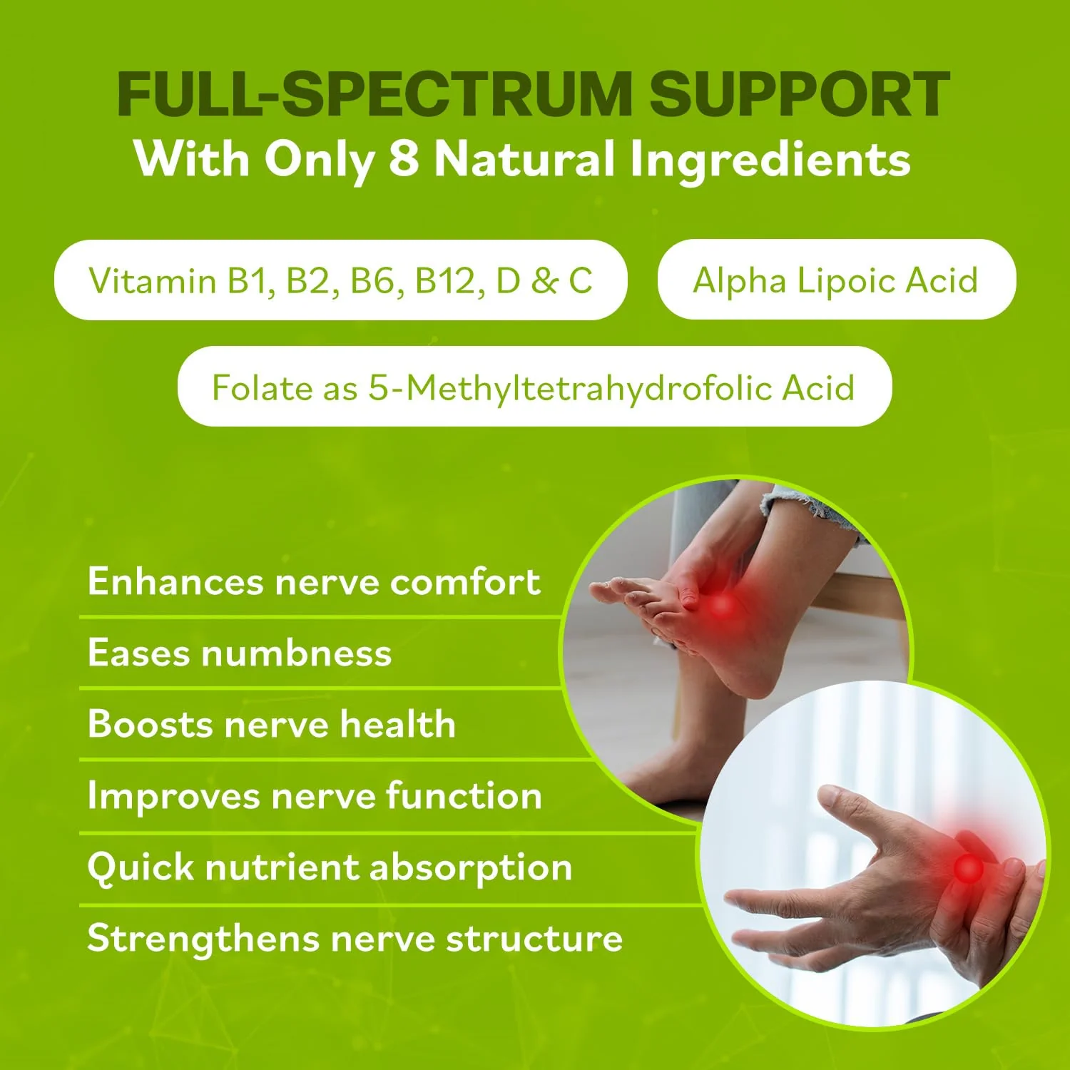 Neuro Health Nerve Support Formula for Neuropathy – Fast-Absorbing B Vitamins & Alpha Lipoic Acid, 180 Capsules - Image 3