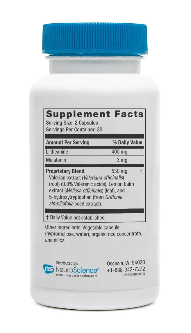 NeuroScience GABA PM Calm Sleep Aid for Adults - 400mg L-Theanine + 5-HTP + Magnesium (60 Capsules) - Image 6