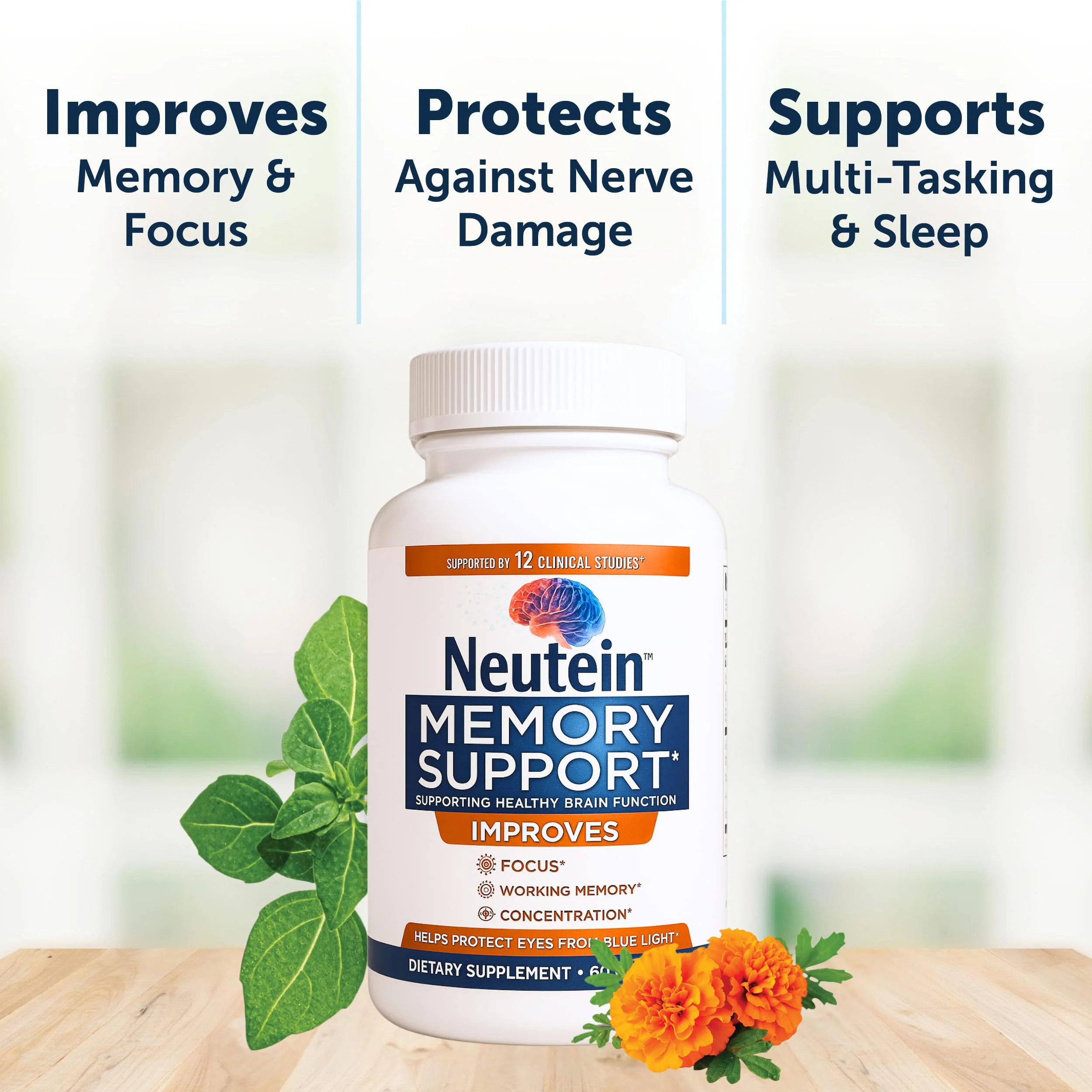 Neutein Natural Brain Booster – Extra Strength Plant-Based Cognitive Support (5 Pack, 300 Capsules) – Made in USA - Image 3