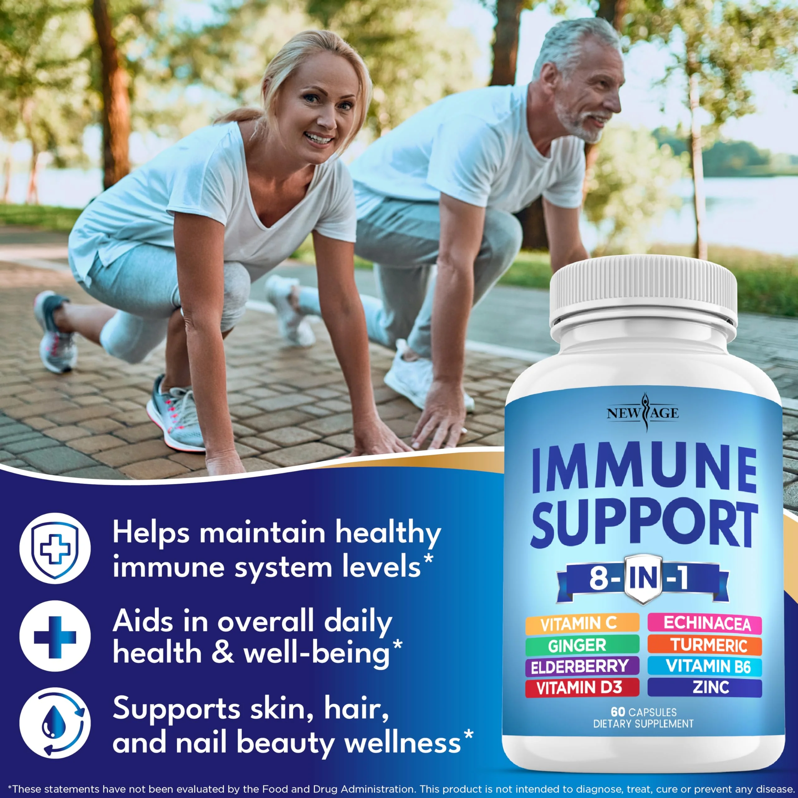 NEW AGE 8-in-1 Immune Support Capsules – Vitamin C, D3, Zinc, Elderberry (Pack of 5) - Image 11
