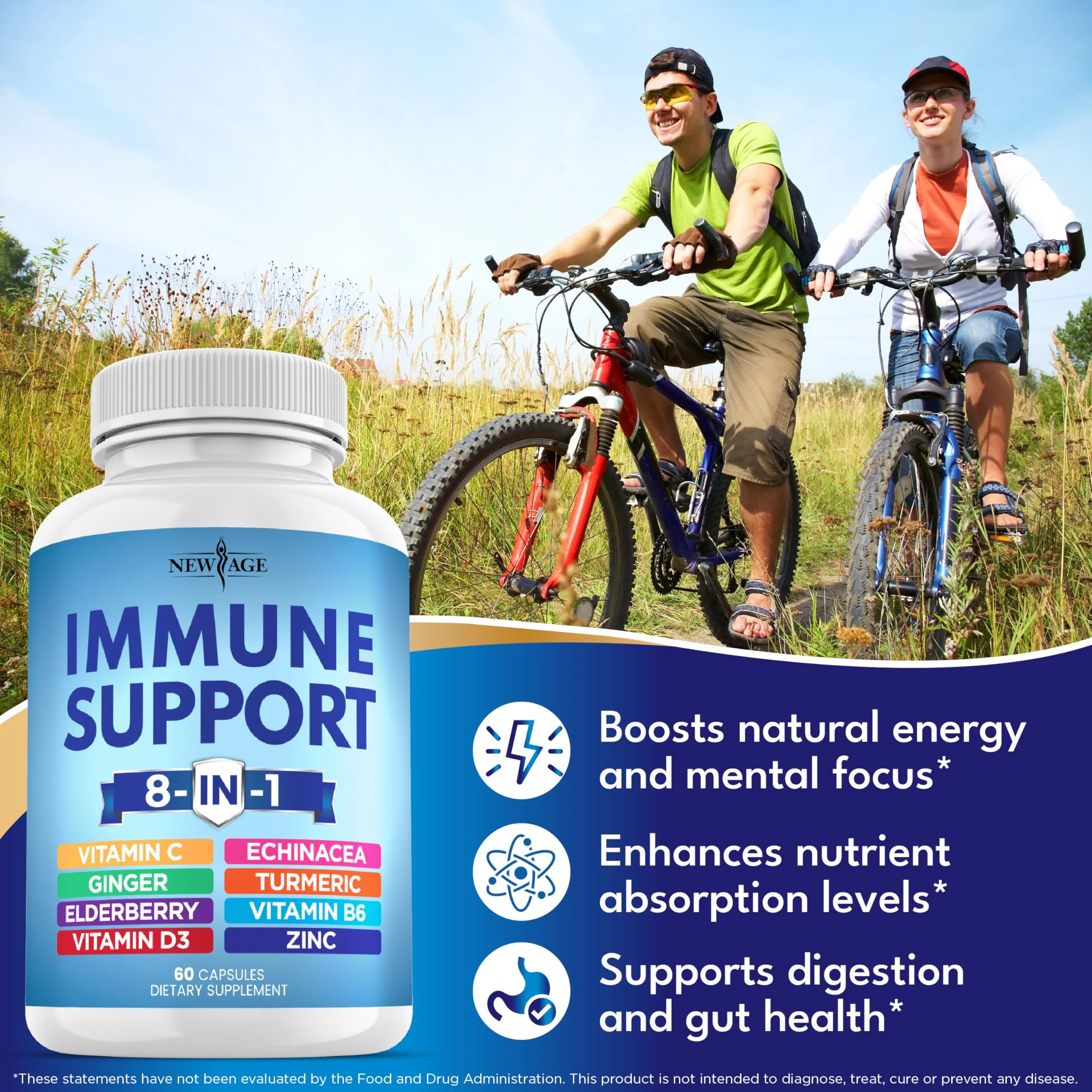 NEW AGE 8-in-1 Immune Support Capsules – Vitamin C, D3, Zinc, Elderberry (Pack of 5) - Image 12