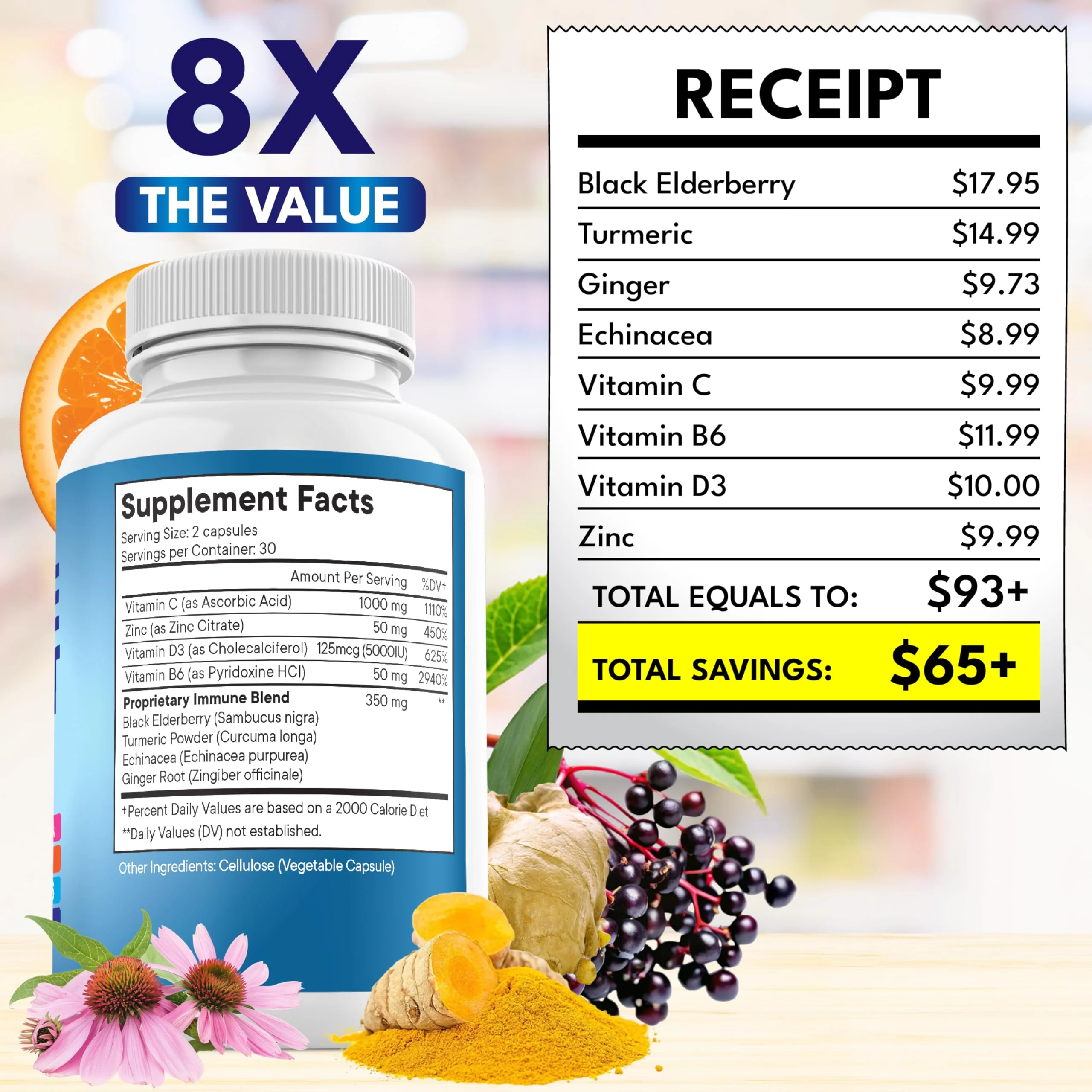 NEW AGE 8-in-1 Immune Support Capsules – Vitamin C, D3, Zinc, Elderberry (Pack of 5) - Image 5