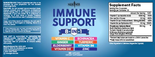 NEW AGE 8-in-1 Immune Support Capsules – Vitamin C, D3, Zinc, Elderberry (Pack of 5) - Image 8