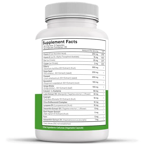 NEW AGE AREDS 2 Eye Vitamin Contains Bilberry 6000mg Lutein (32mg), Grape seed (6000 mg), Eyebright (1000 mg), and Zeaxanthin (8 mg) - 120 Count - Image 2