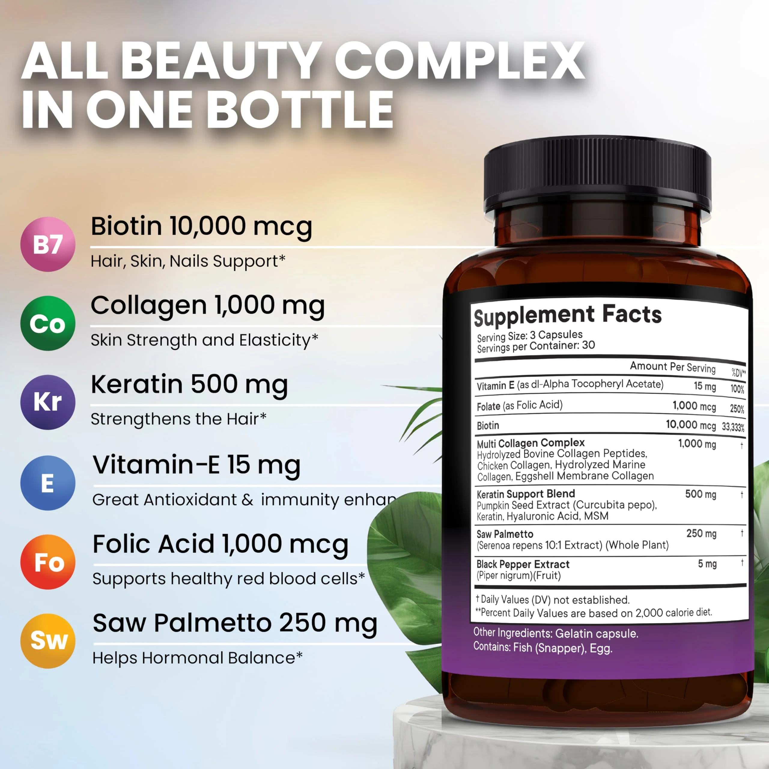 NEW AGE Biotin Collagen Keratin Hyaluronic Acid with DHT Blocker – 50,000mcg Hair Growth Vitamins (180 Count) - Image 3