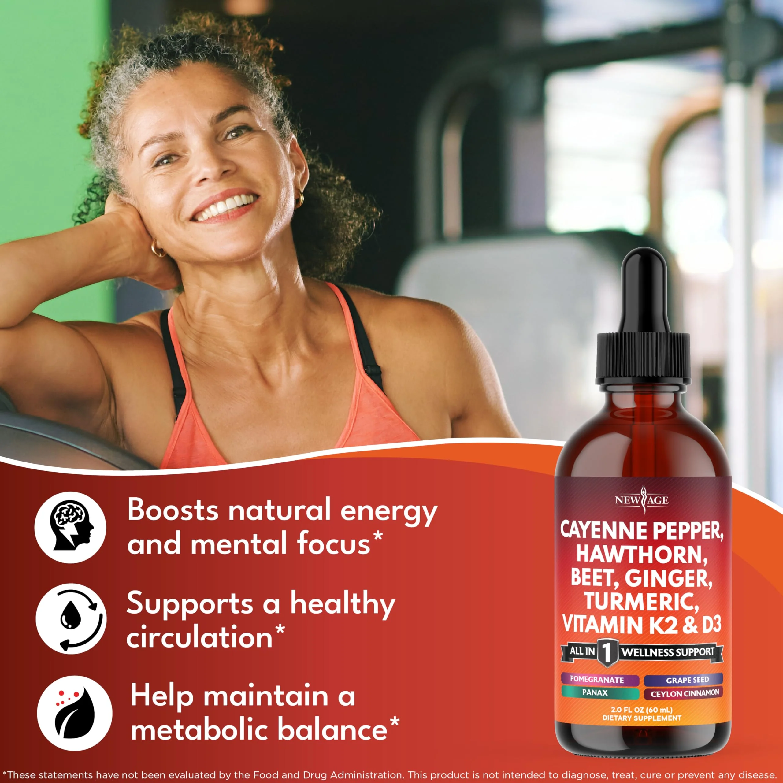 NEW AGE Cayenne Pepper Liquid Drops with Hawthorn Berry, D3 K2, Beet Root, Cinnamon, Turmeric, and Ginseng – 8 oz - Image 12
