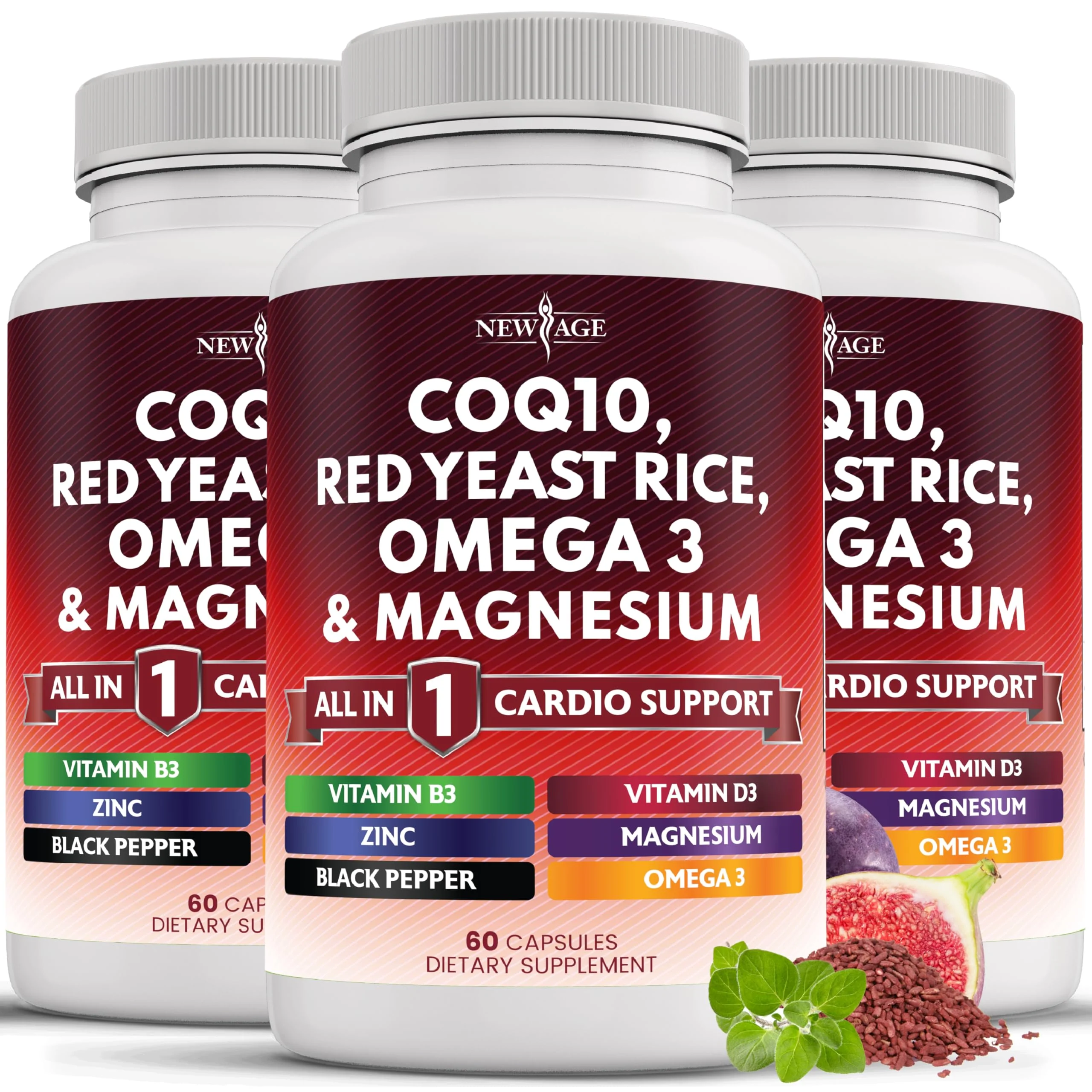 NEW AGE COQ10 200mg + Red Yeast Rice | Omega 3-6-9 Magnesium Complex | Vitamin K2 D3 | 180 Count - Image 7