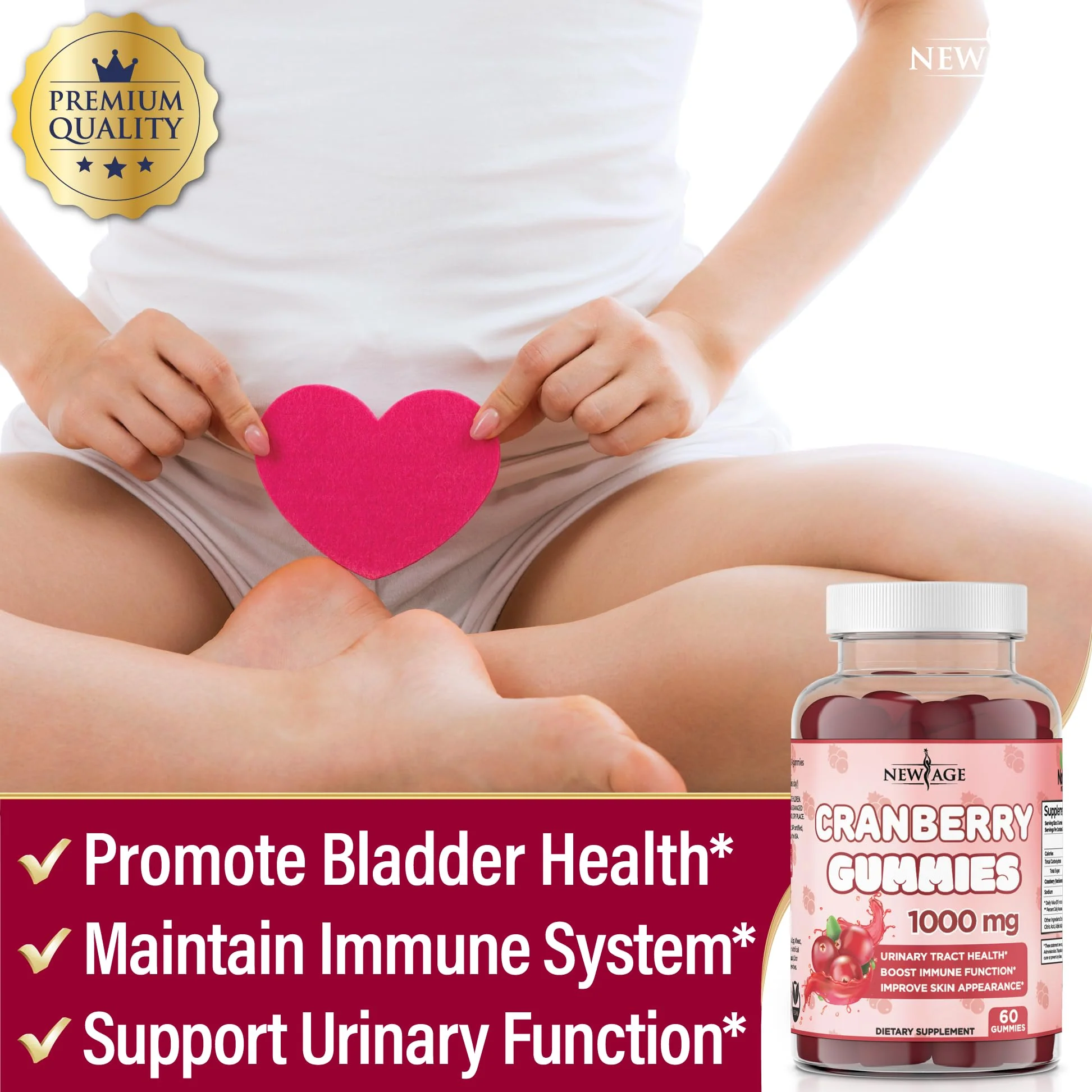 NEW AGE Cranberry Gummies – Urinary Tract Health, 1000mg, 180 Gummies (Vegetarian) - Image 4
