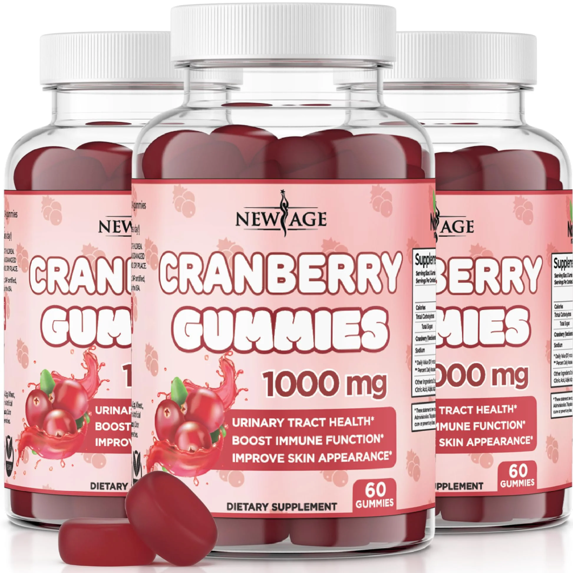 NEW AGE Cranberry Gummies – Urinary Tract Health, 1000mg, 180 Gummies (Vegetarian) - Image 8
