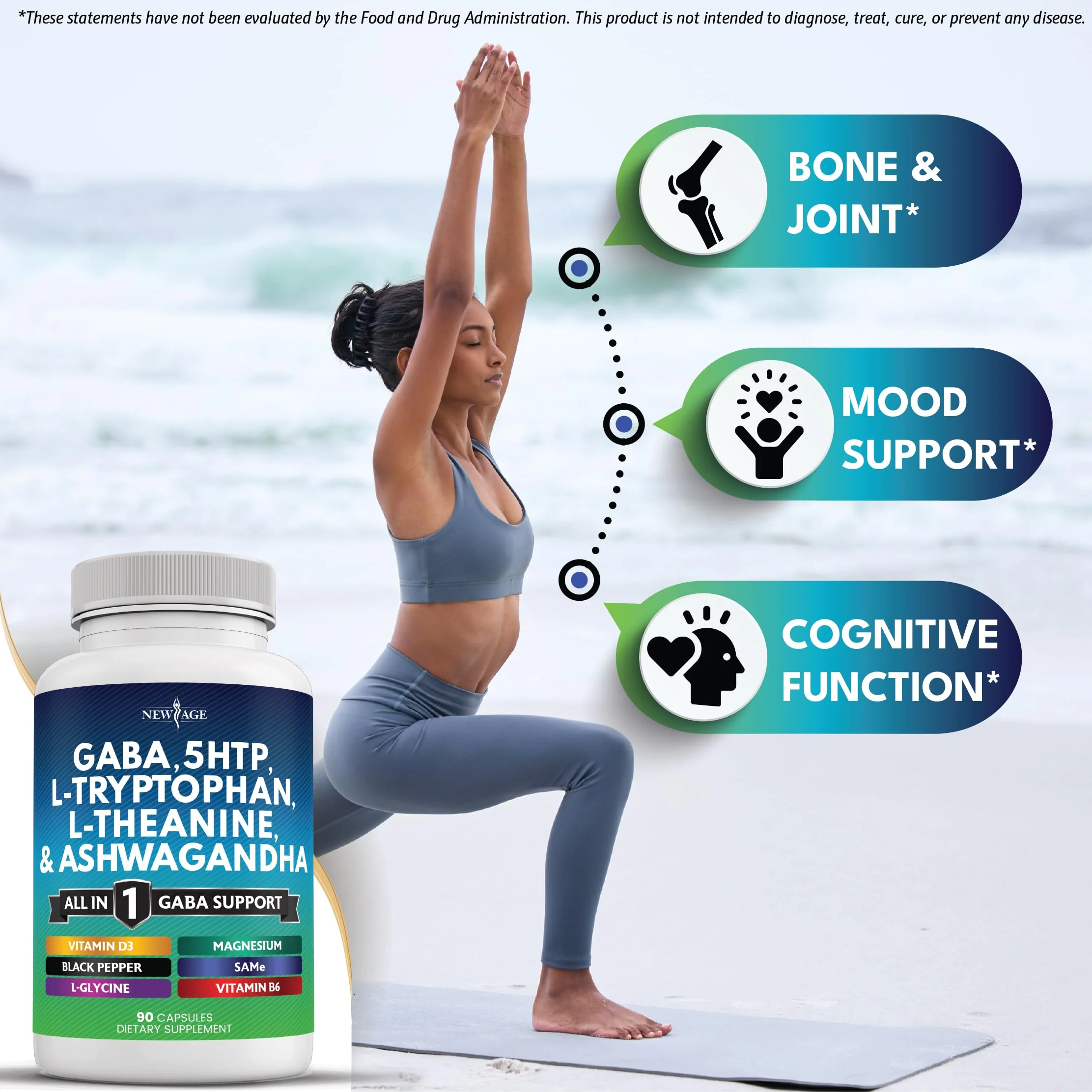 NEW AGE GABA 750mg + 5-HTP 200mg – All-in-One Mood & Calm Support (270 Count) - Image 5