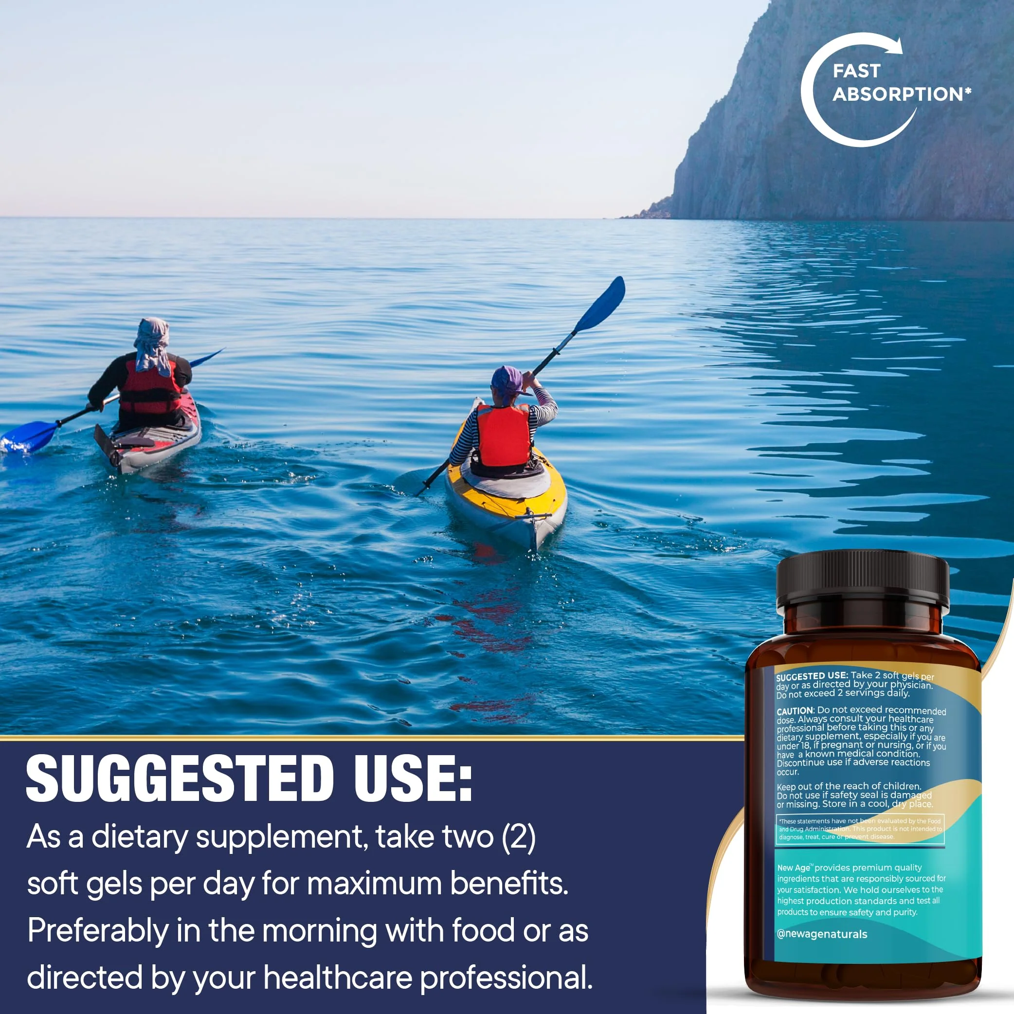 NEW AGE Omega 3 Fish Oil Supplement - Non-GMO, Gluten Free, EPA & DHA (270 Softgels, Pack of 3) - Image 14