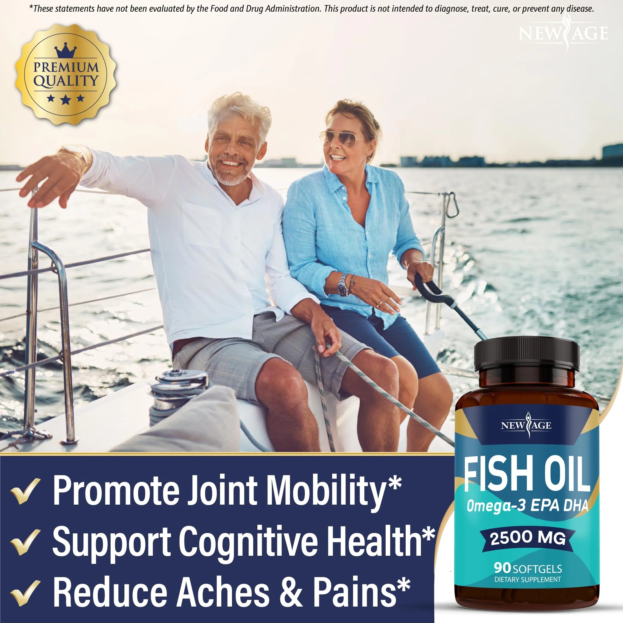 NEW AGE Omega 3 Fish Oil Supplement - Non-GMO, Gluten Free, EPA & DHA (270 Softgels, Pack of 3) - Image 3