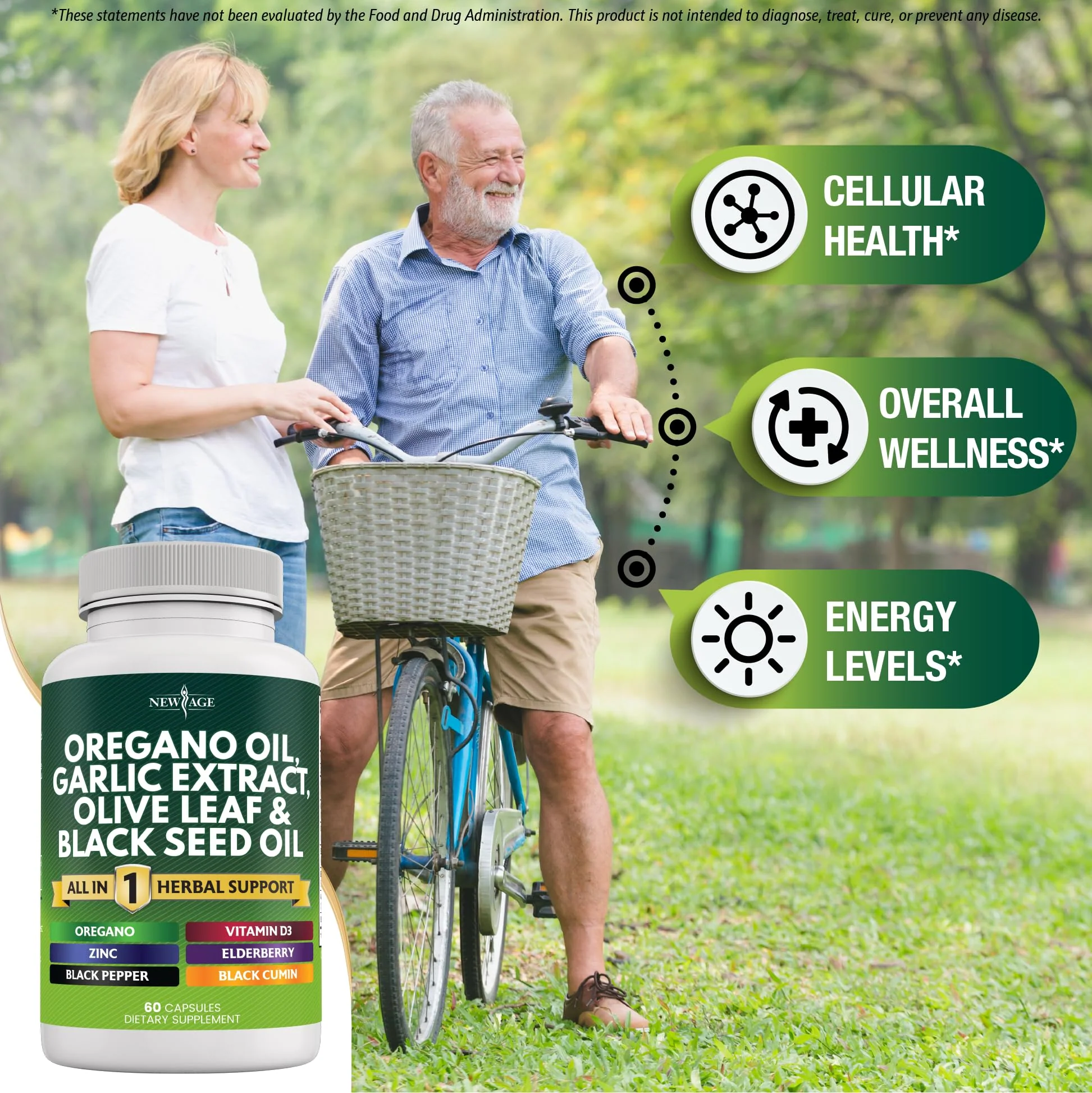NEW AGE Oregano Oil Garlic Extract Olive Leaf with Astragalus – 180 Count for Men & Women - Image 4