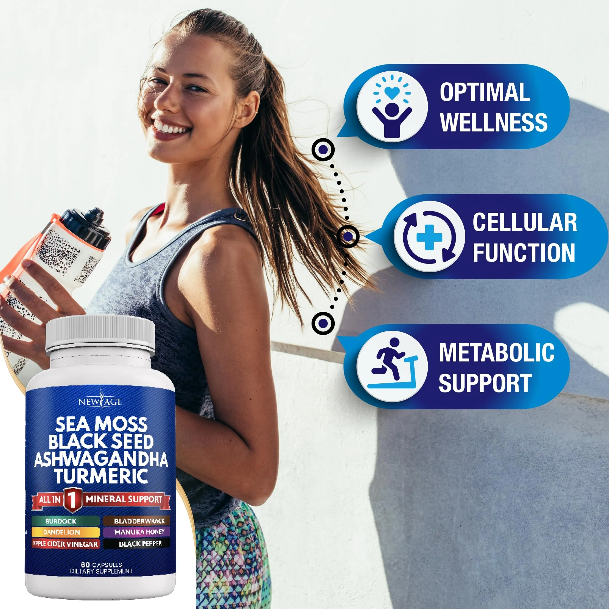 NEW AGE Silica Sea Moss & Black Seed Oil – All-in-1 Mineral Formula with Ashwagandha, Turmeric, Bladderwrack, Burdock | Gluten Free - Image 2
