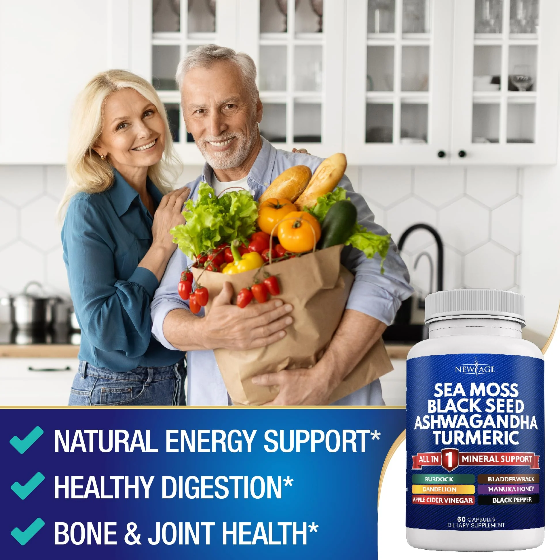 NEW AGE Silica Sea Moss & Black Seed Oil – All-in-1 Mineral Formula with Ashwagandha, Turmeric, Bladderwrack, Burdock | Gluten Free - Image 3