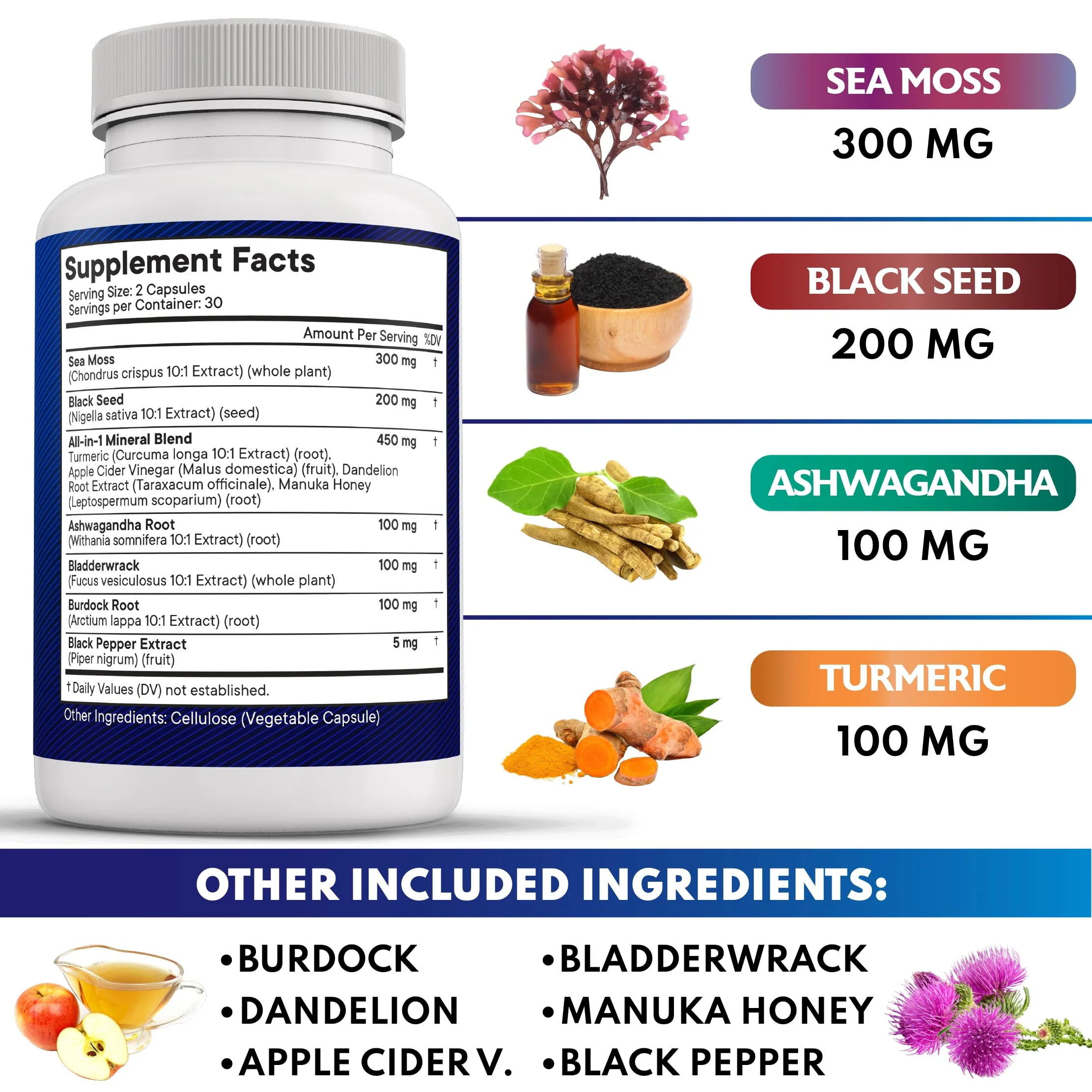 NEW AGE Silica Sea Moss & Black Seed Oil – All-in-1 Mineral Formula with Ashwagandha, Turmeric, Bladderwrack, Burdock | Gluten Free - Image 4