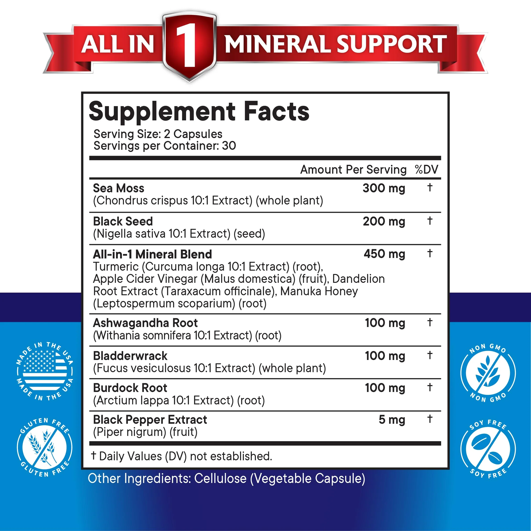 NEW AGE Silica Sea Moss & Black Seed Oil – All-in-1 Mineral Formula with Ashwagandha, Turmeric, Bladderwrack, Burdock | Gluten Free - Image 6