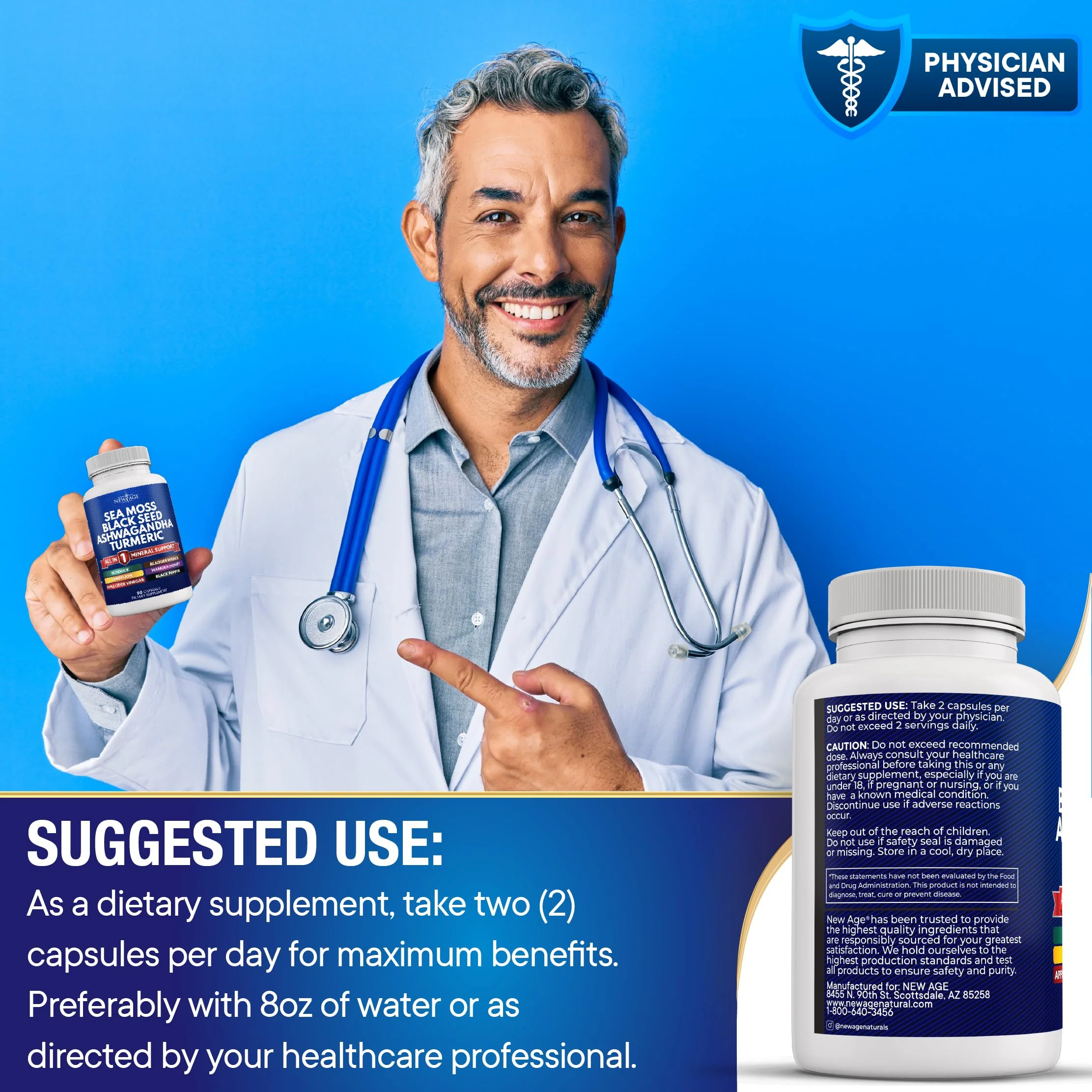 NEW AGE Silica Sea Moss & Black Seed Oil – All-in-1 Mineral Formula with Ashwagandha, Turmeric, Bladderwrack, Burdock | Gluten Free - Image 7