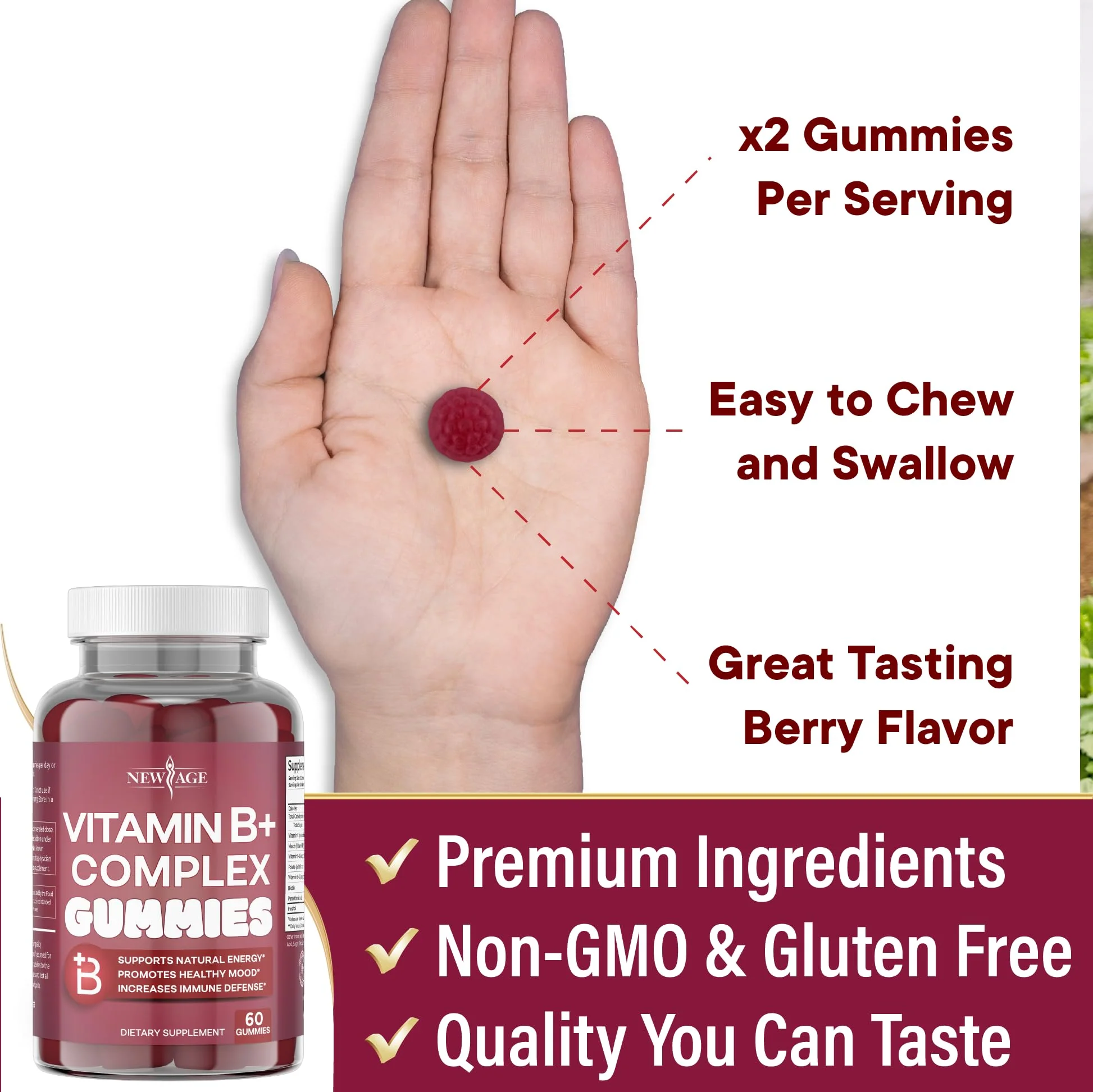 NEW AGE Vitamin B Complex Gummies – Gluten-Free, Vegan, Made in USA (180 Count x3) - Image 5