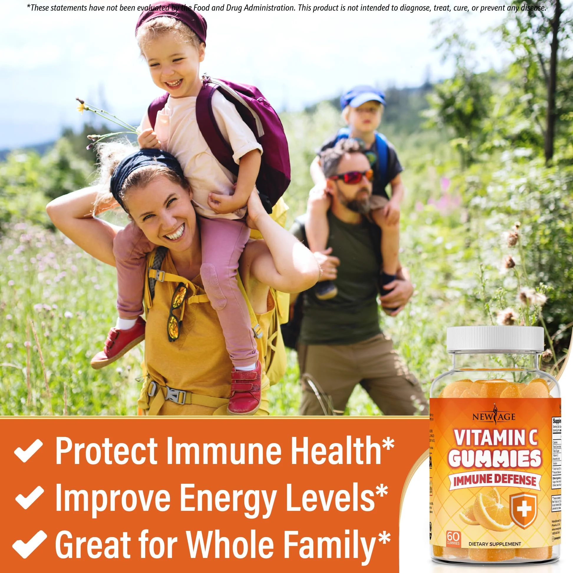 NEW AGE Vitamin C Gummies – Orange Flavor, Vegetarian, Gluten-Free (180 Gummies) - Image 11