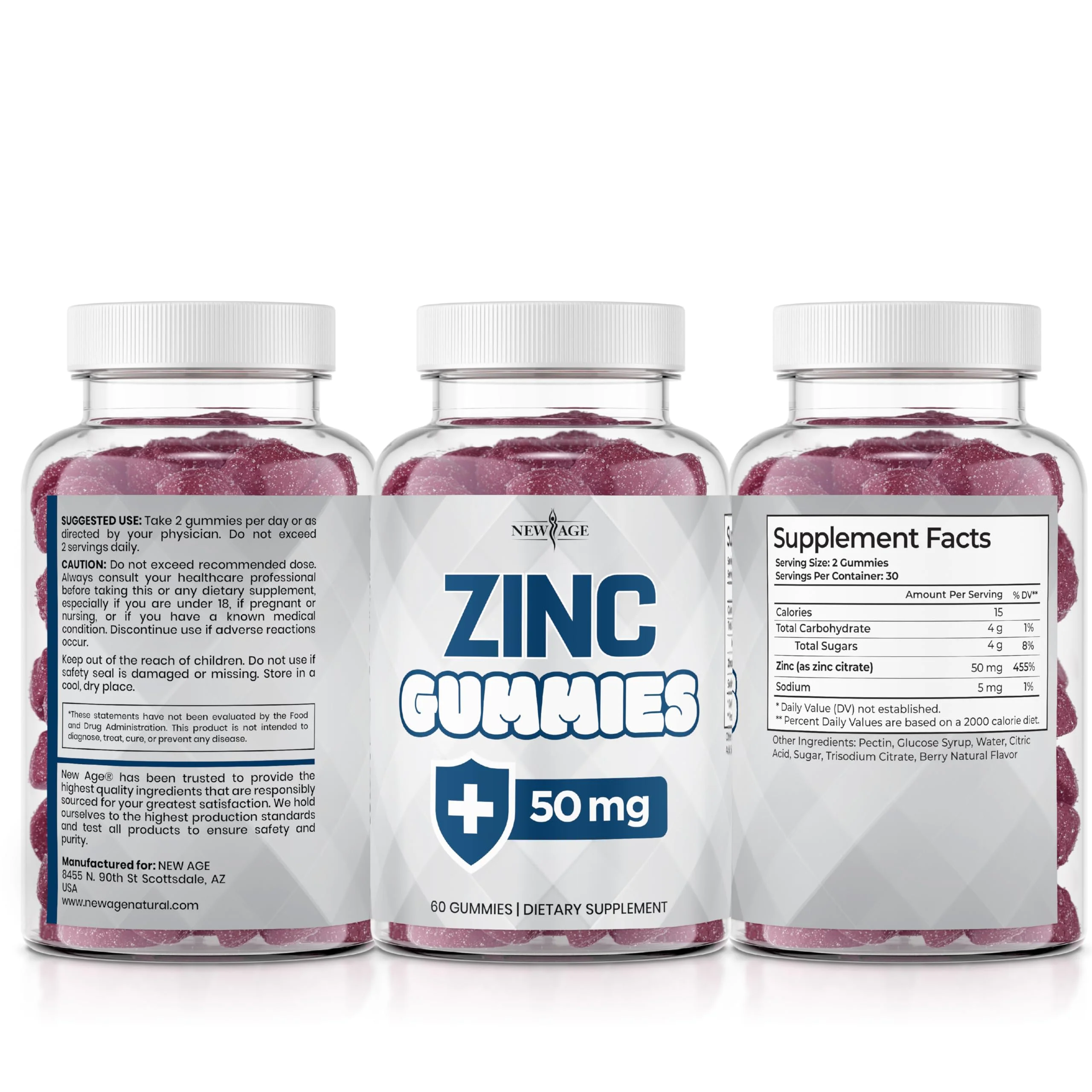 NEW AGE Zinc Gummies – 50mg Zinc, Immune Support, Antioxidant • Non-GMO | 180 Count (Pack of 3) - Image 12