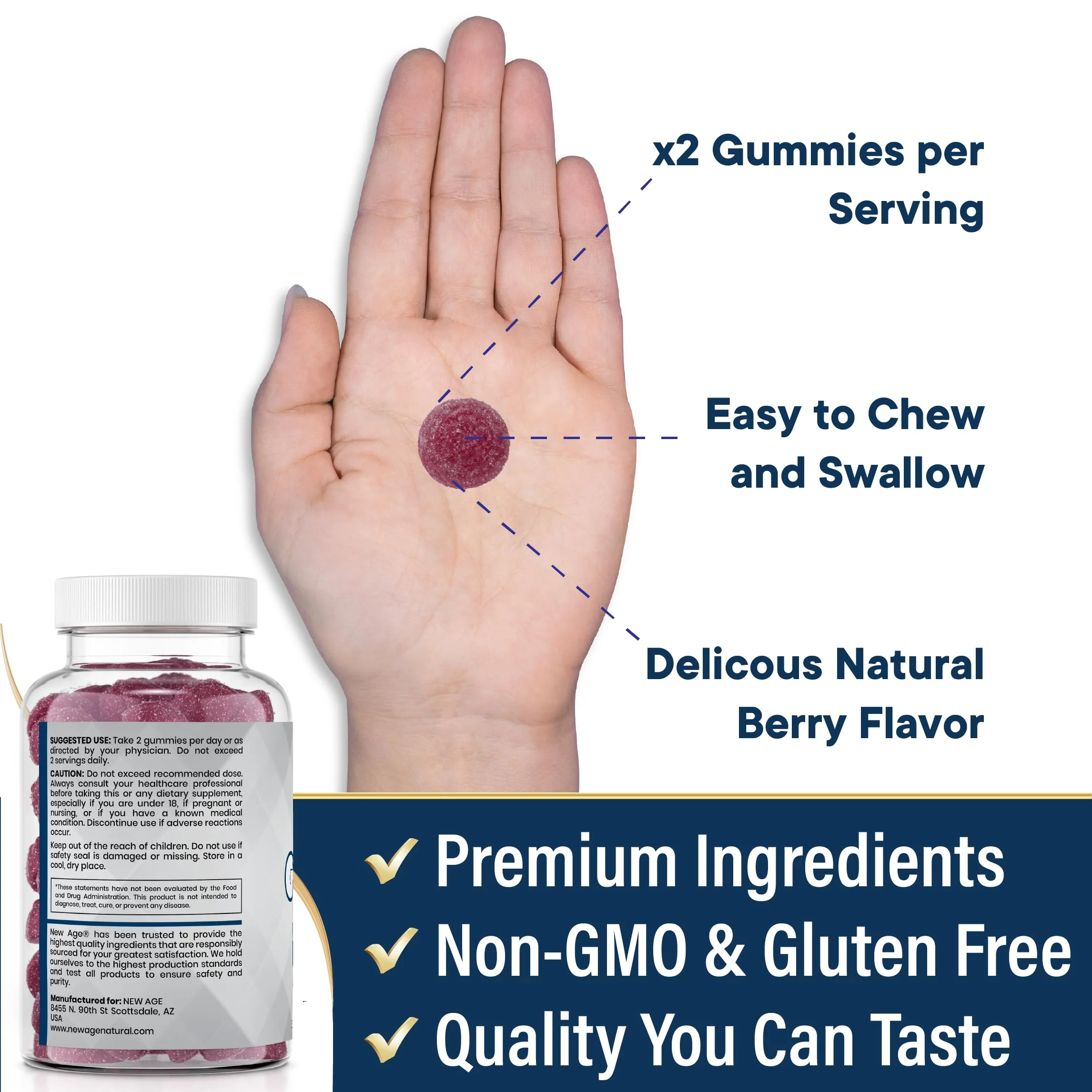 NEW AGE Zinc Gummies – 50mg Zinc, Immune Support, Antioxidant • Non-GMO | 180 Count (Pack of 3) - Image 5
