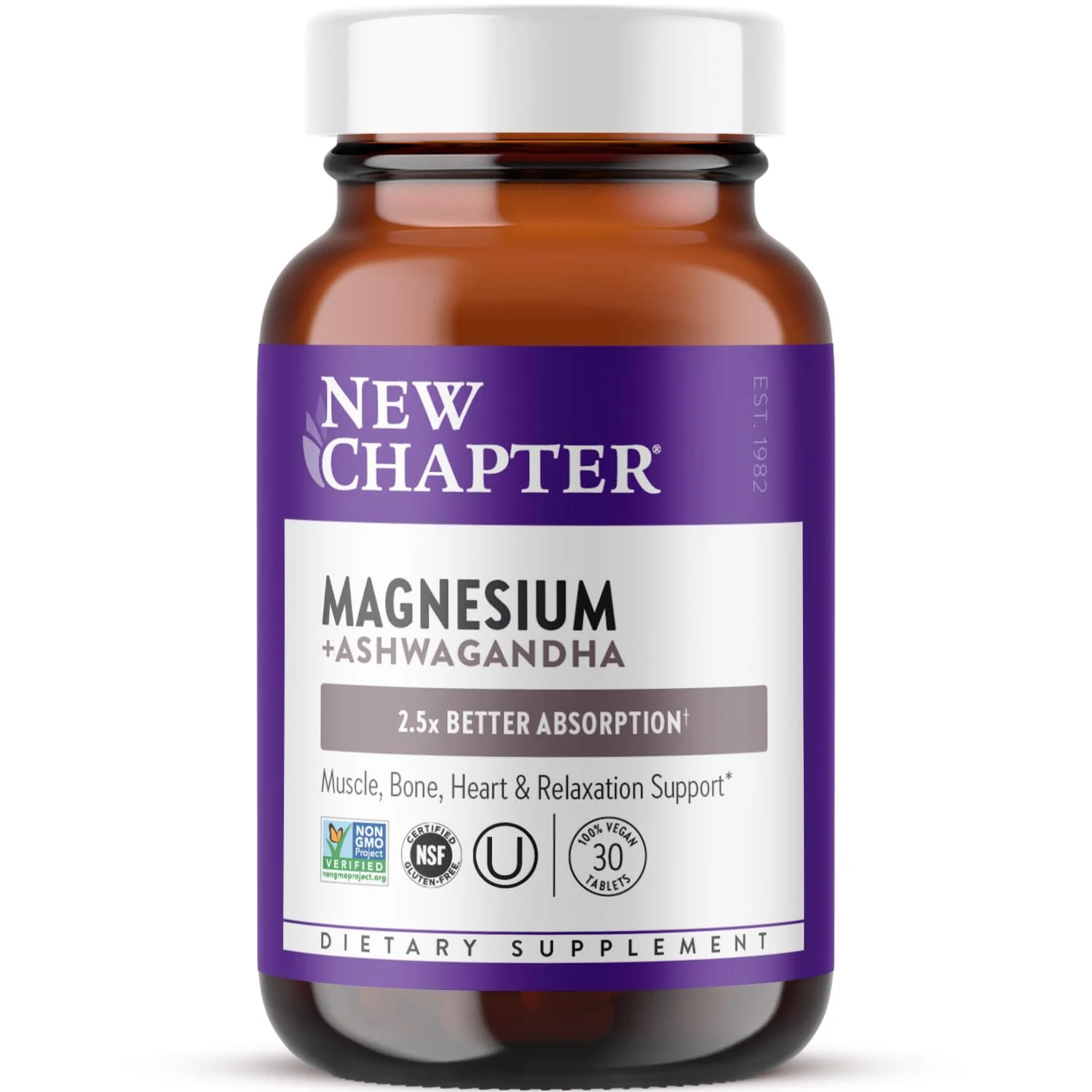 New Chapter Magnesium Glycinate + Ashwagandha Supplement 325 mg – 2.5x Absorption, Non-GMO, 30 ct - Image 10