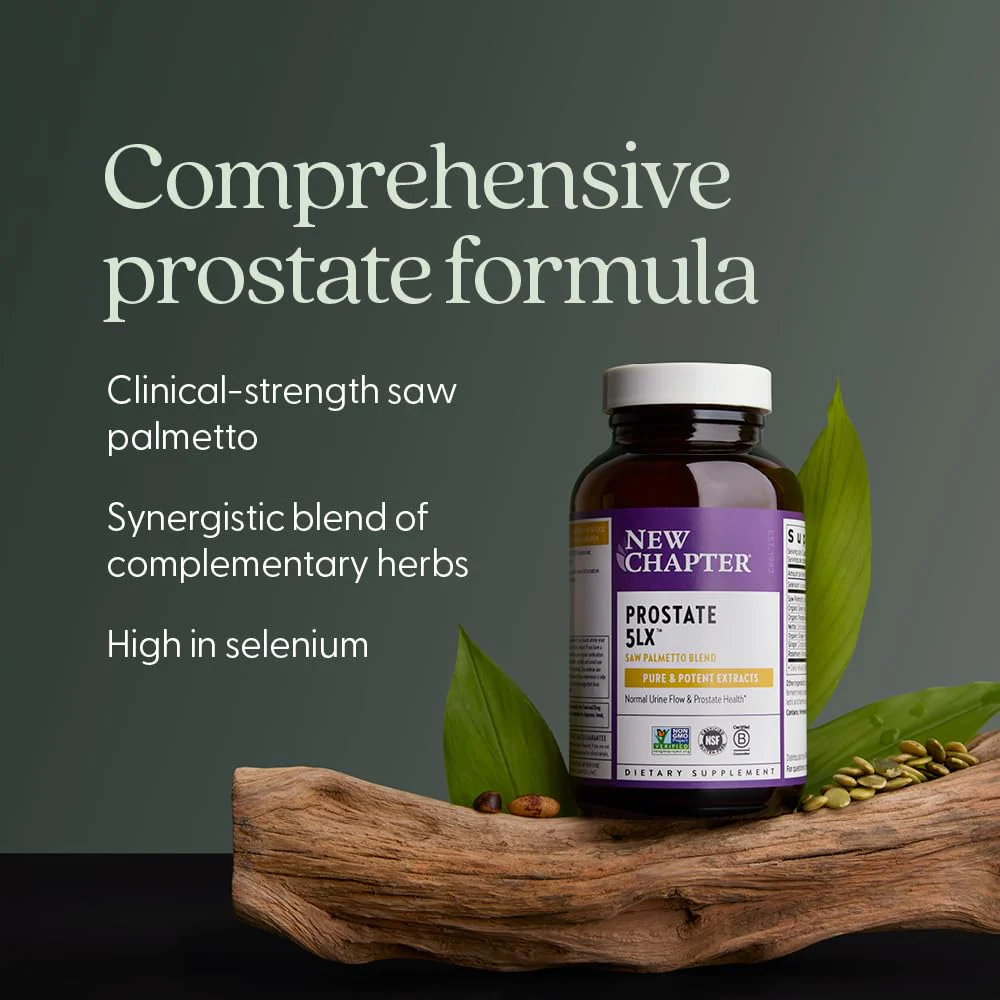 New Chapter Prostate 5LX™ – Prostate Supplement with Clinical-Strength Saw Palmetto + Fermented Selenium, 180 Vegetarian Capsules - Image 4