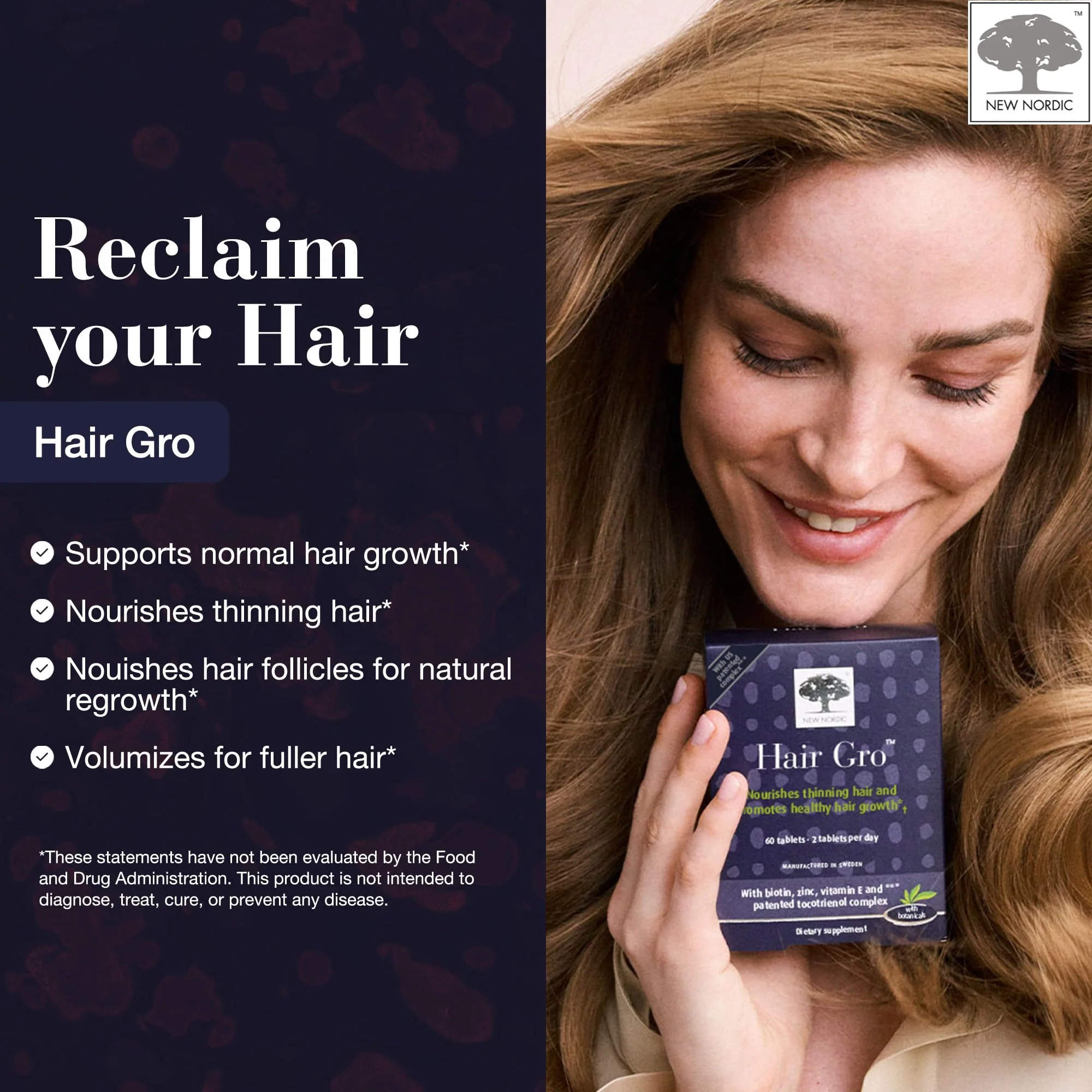 NEW NORDIC Hair GRO: Hair Growth Supplement with Biotin & Palm Tocotrienols, 60 Count - Image 12
