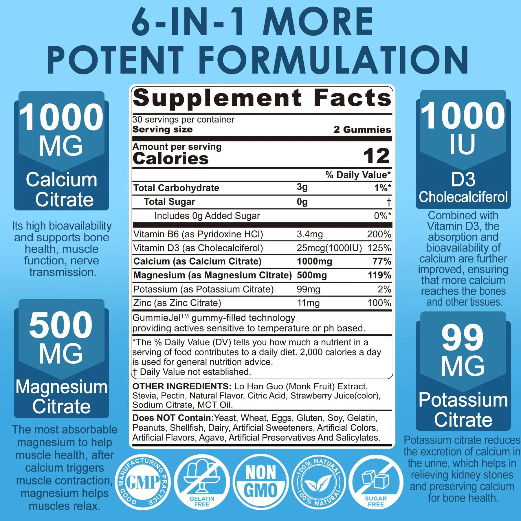 Nextdia Calcium Citrate 1000mg Gummies — Vegan, Sugar-Free, 2:1 Ca:Mg + D3 - Image 3