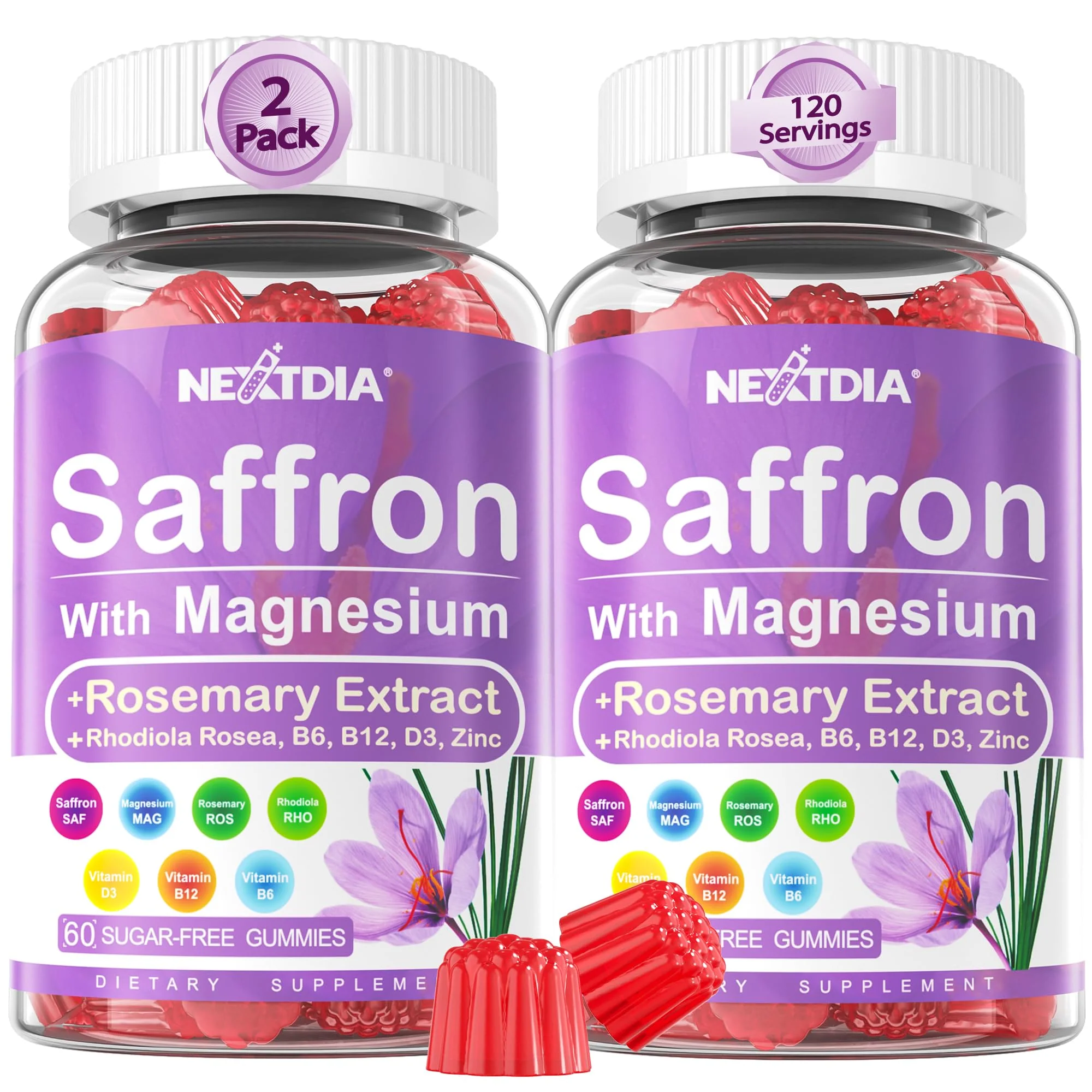 Nextdia Saffron Gummies – 4 Months, 2-Pack with Magnesium Glycinate & Rhodiola for Calm, Focus & Rest - Image 10