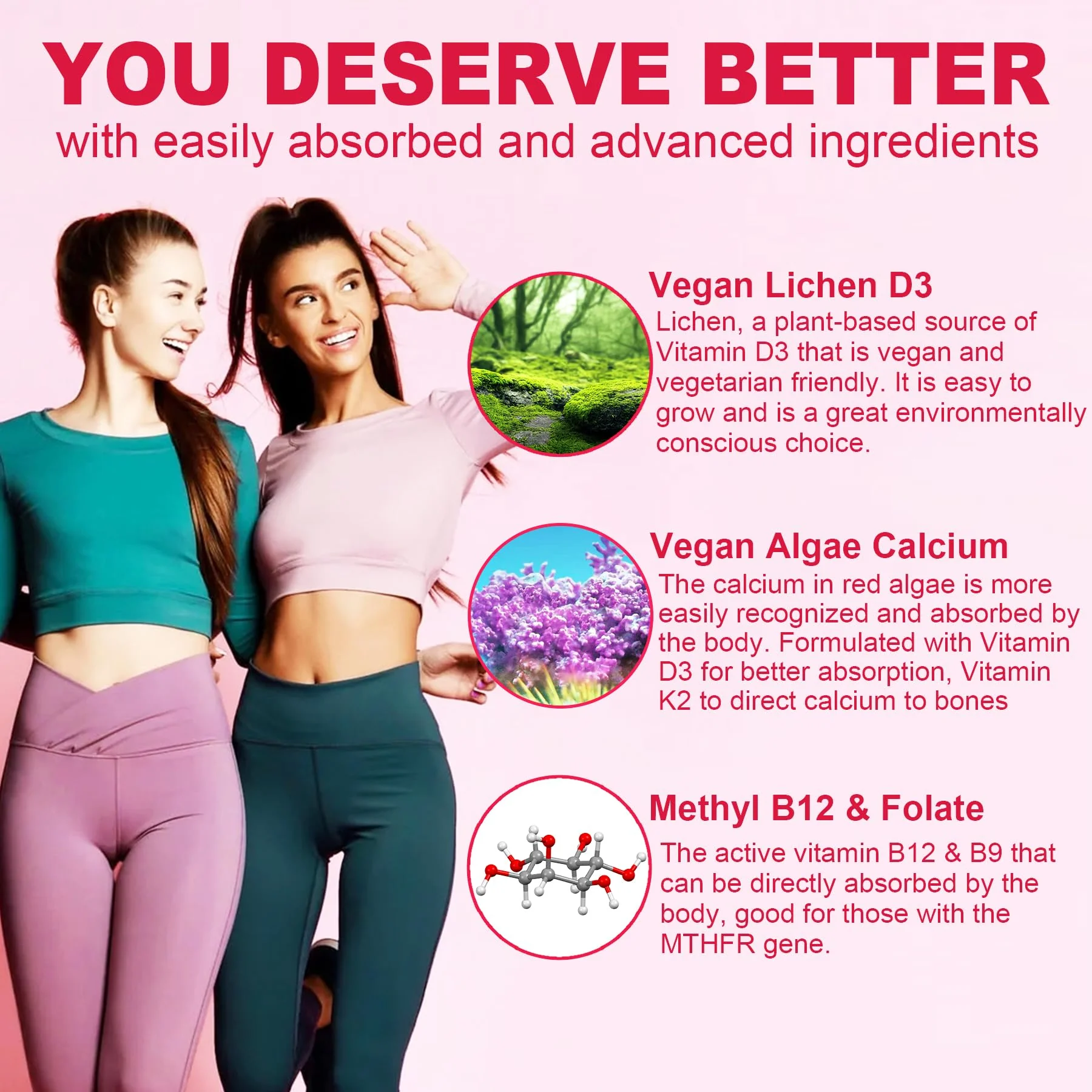 Nextdia Sugar-Free Methylated Multivitamin Gummies for Women – 2-Pack | Vegan Calcium D3 K2, Iron, Folate & B Complex - Image 4