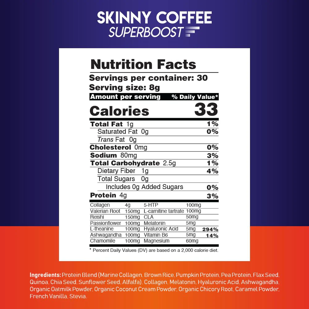 Night Collagen Burn by Skinny Coffee SuperBoost | Sleep Support, Metabolism & Cravings Control | 60 Servings - Image 2