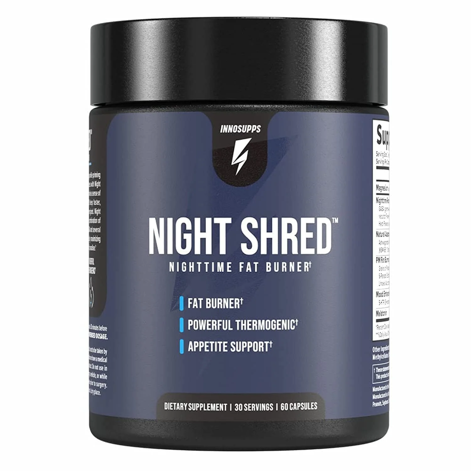 Night Shred by InnoSupps: Fat Burner & Natural Sleep Support | Ashwagandha, 5-HTP, CLA, Melatonin | 60 Veg Capsules