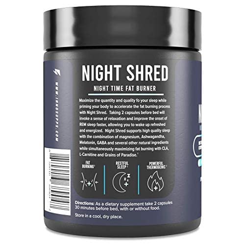 Night Shred by InnoSupps: Fat Burner & Natural Sleep Support | Ashwagandha, 5-HTP, CLA, Melatonin | 60 Veg Capsules - Image 3