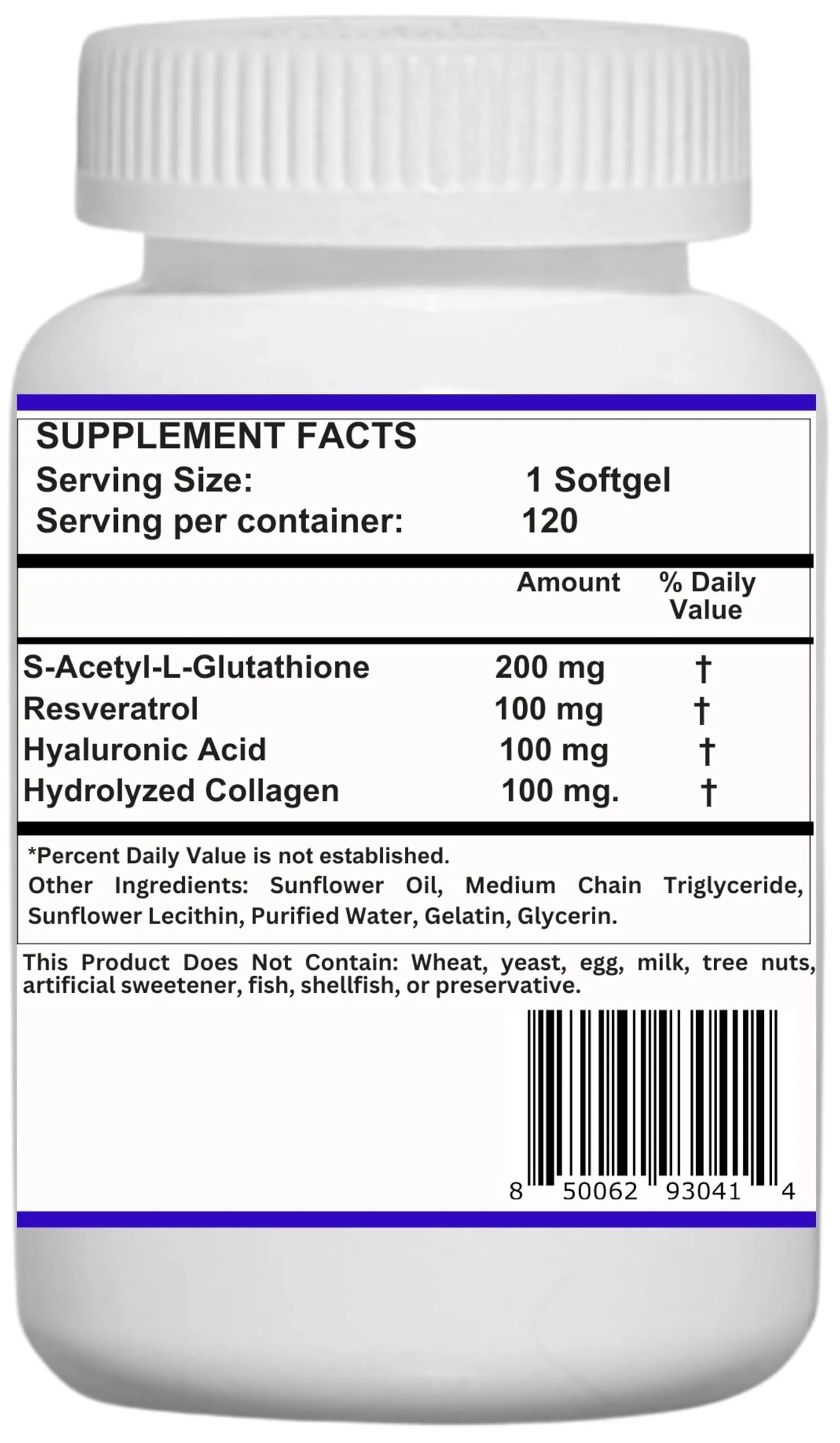 Nikoni Liposomal S-Acetyl L-Glutathione, Resveratrol, HA & Collagen - 500 mg - Image 2