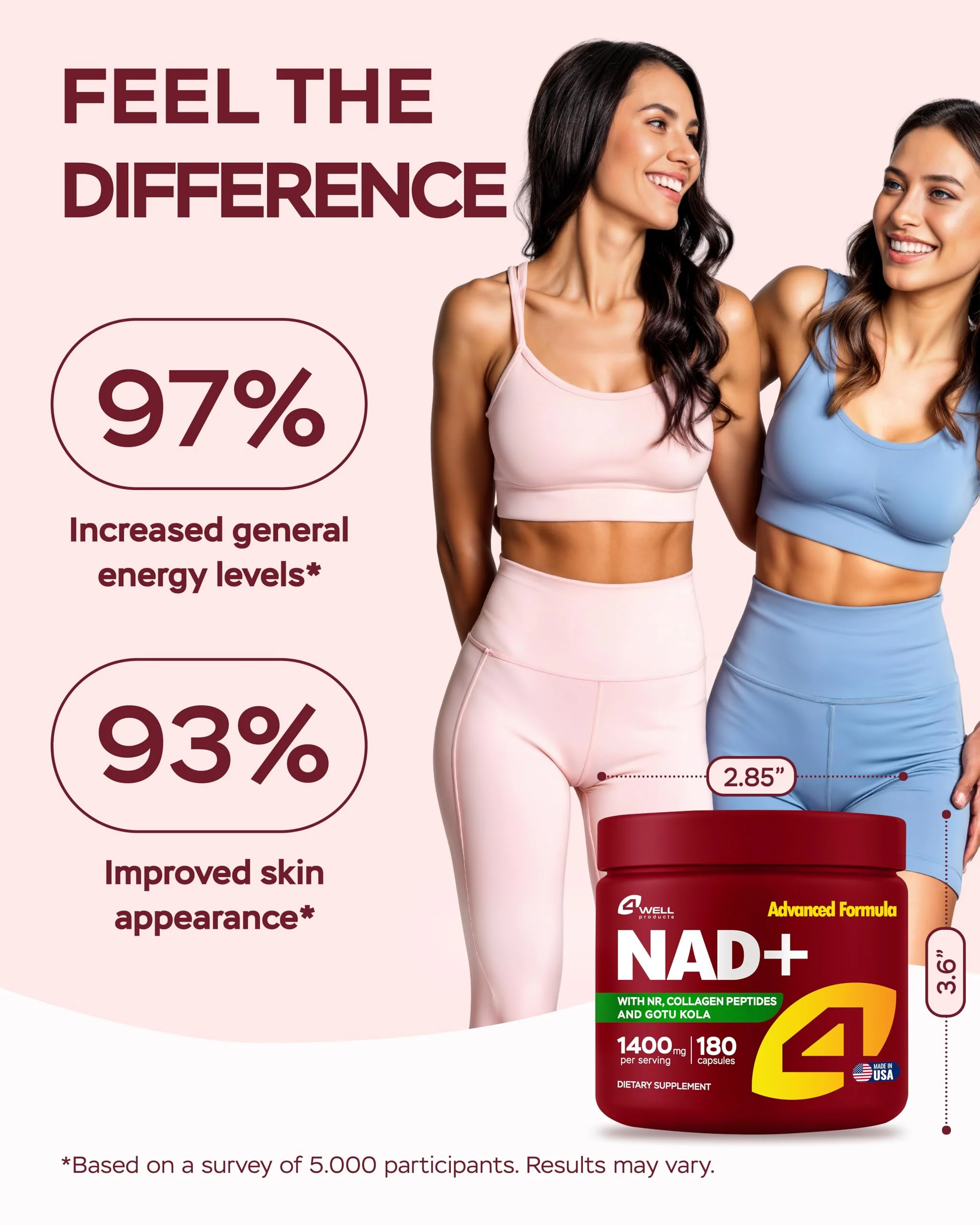 NMNH NAD Supplement 1400mg – NR, Collagen & Cellular Energy (180 capsules) - Image 6
