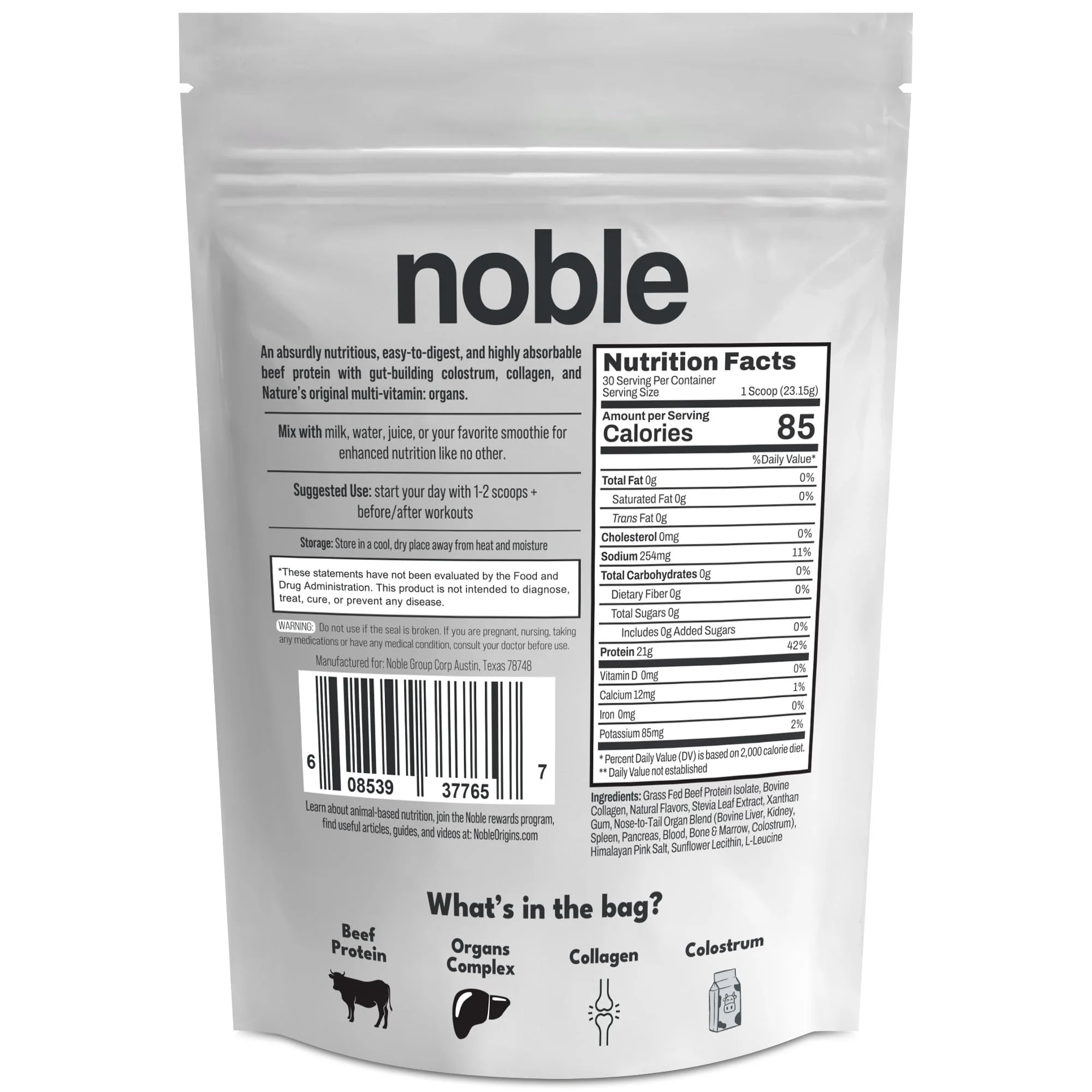 Noble Grass-Fed Beef Protein Powder with Collagen & Colostrum – Vanilla, 30 Servings | Keto & Gluten-Free - Image 14