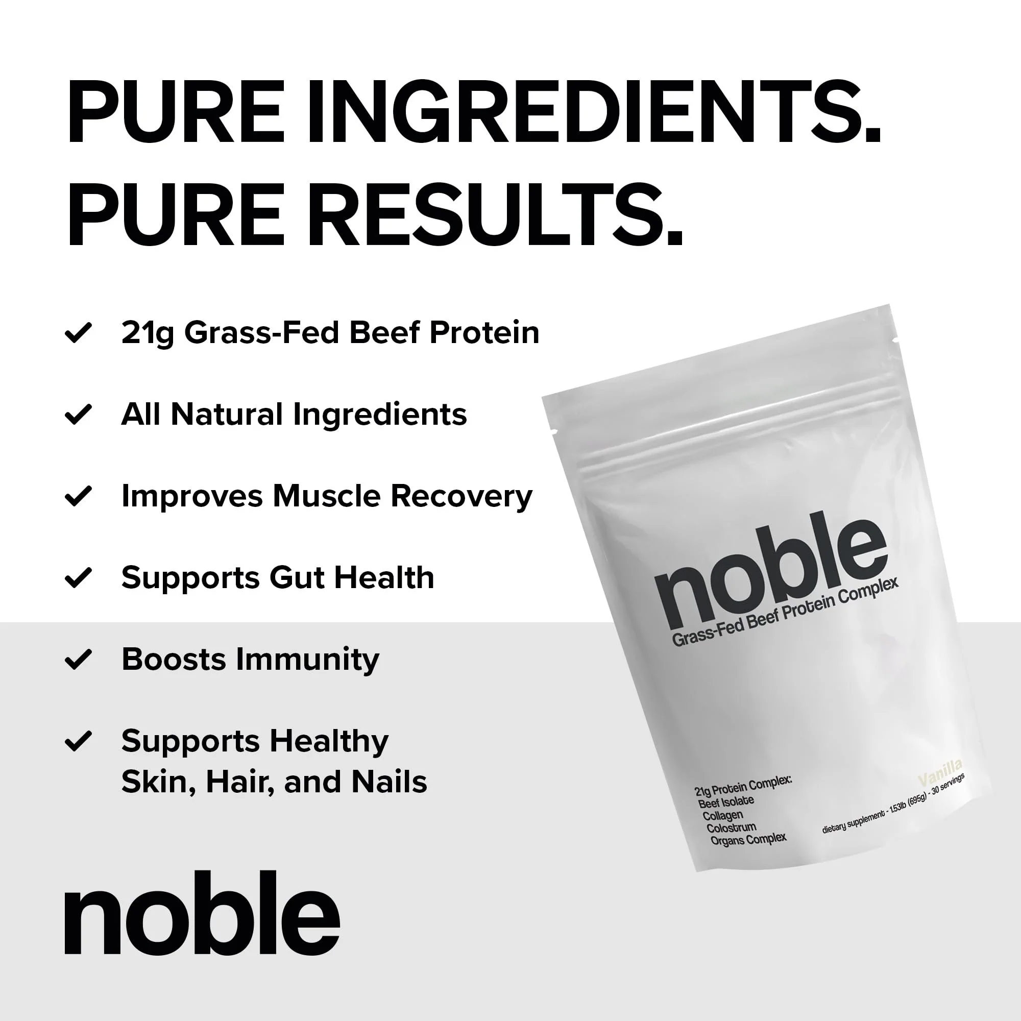 Noble Grass-Fed Beef Protein Powder with Collagen & Colostrum – Vanilla, 30 Servings | Keto & Gluten-Free - Image 9