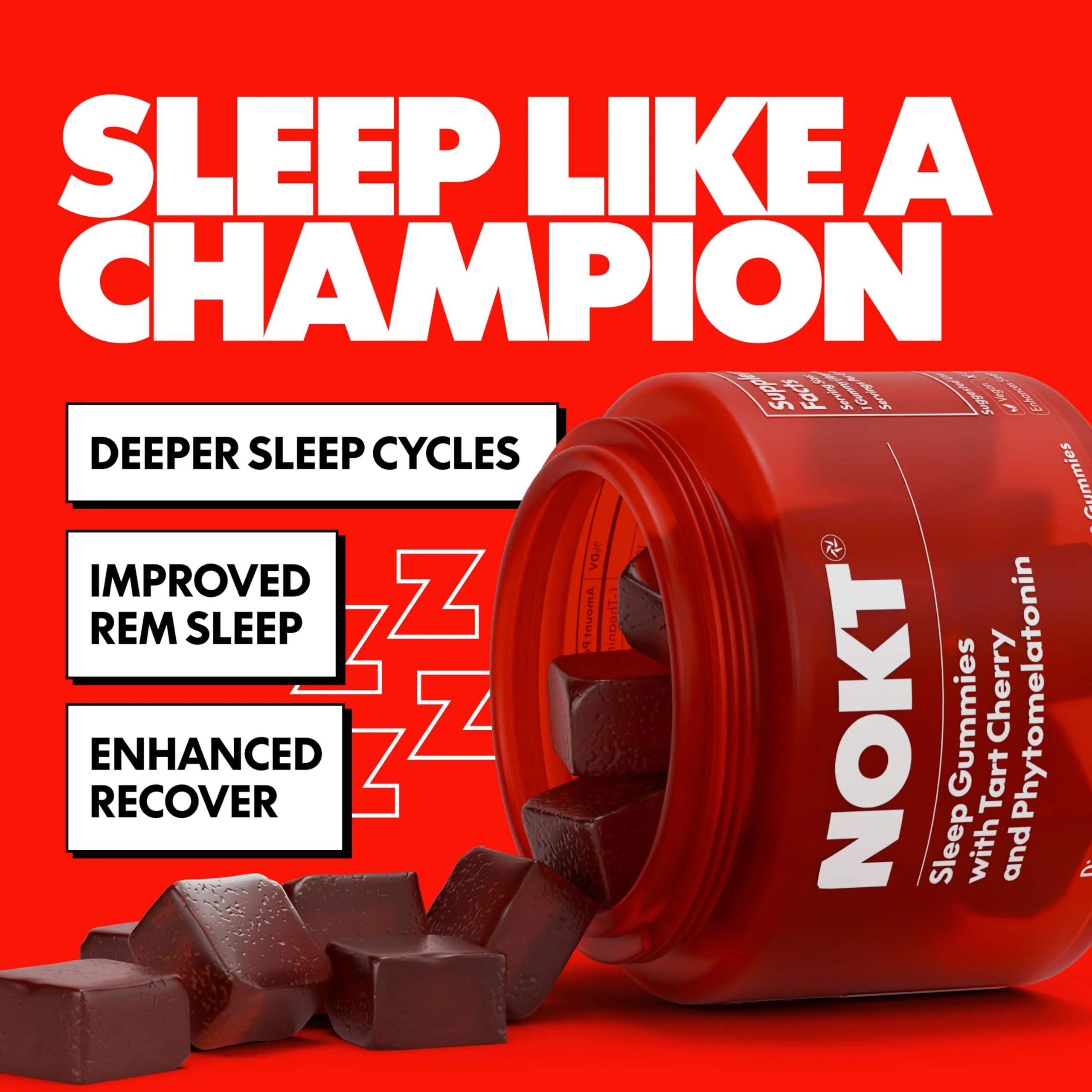 NOKT Sleep Gummies - Tart Cherry, Plant-Based Melatonin, Sugar-Free & Gluten-Free (30 Gummies) - Image 4