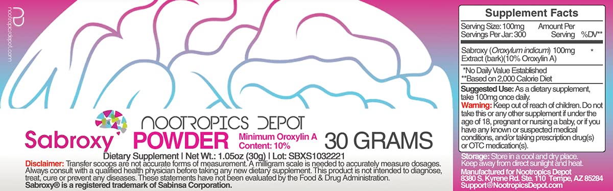 Nootropics Depot Sabroxy® Oroxylin-A Powder | 30 Grams | Minimum 10% Oroxylin-A | Oroxylum indicum | May Help Promote Focus & Motivation | May Help Promote Cognitive Function - Image 5