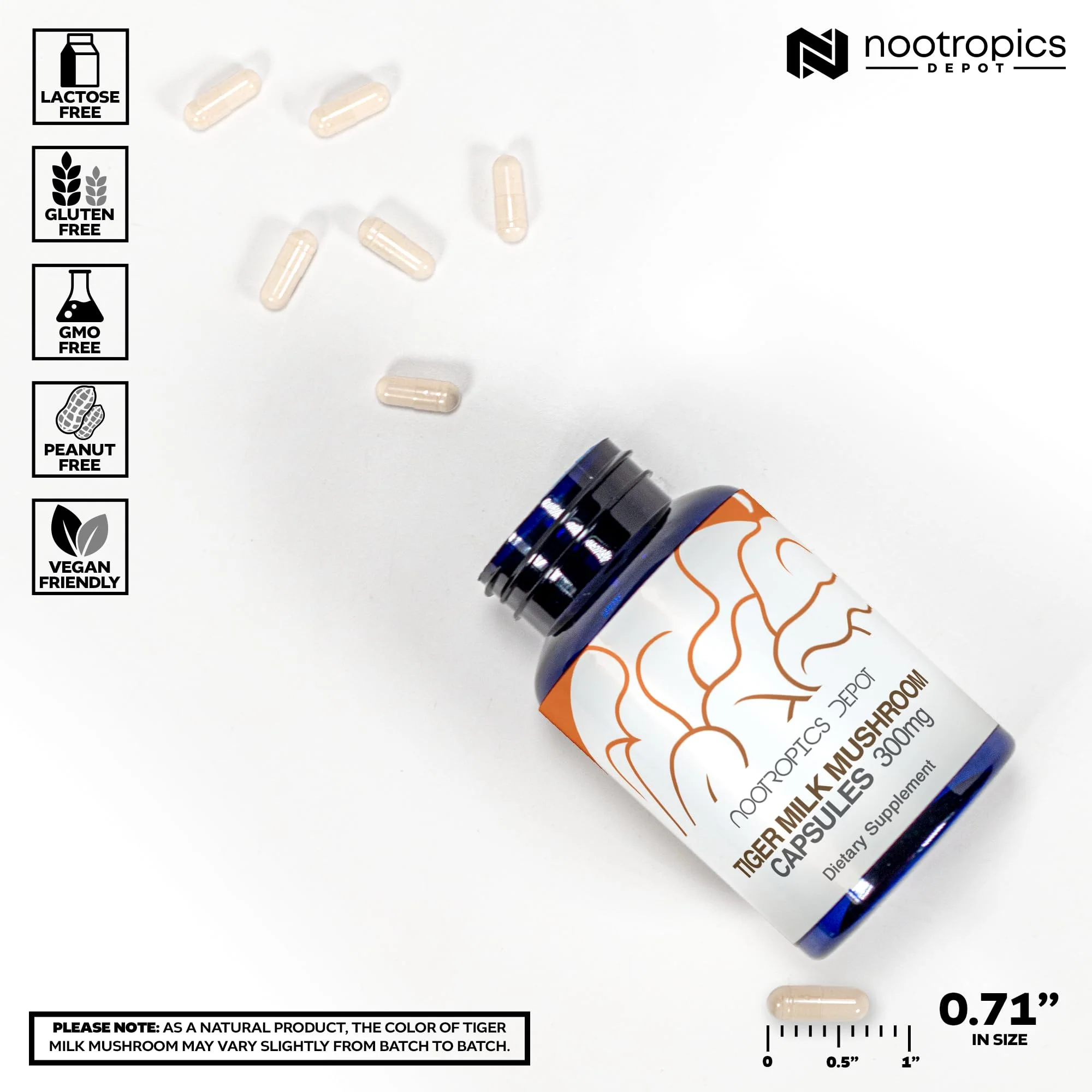 Nootropics Depot Tiger Milk Mushroom Capsules | 300mg | 180 Count | Lignosus rhinocerus Sclerotium | Cognition, Histamine, & Respiratory Support - Image 4